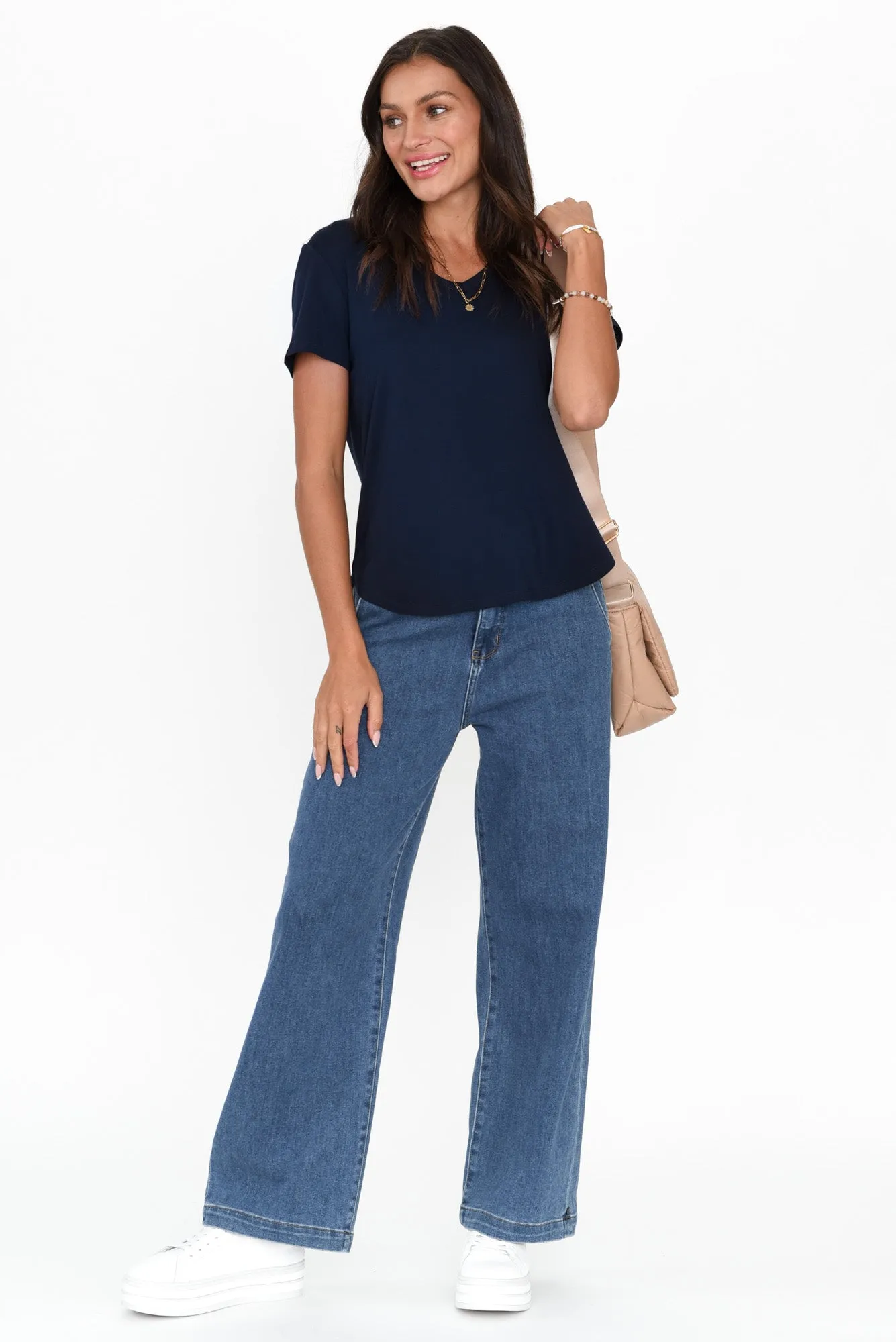 Veronica Navy Bamboo Tee sold by Blue Bungalow product image thumbnail 2