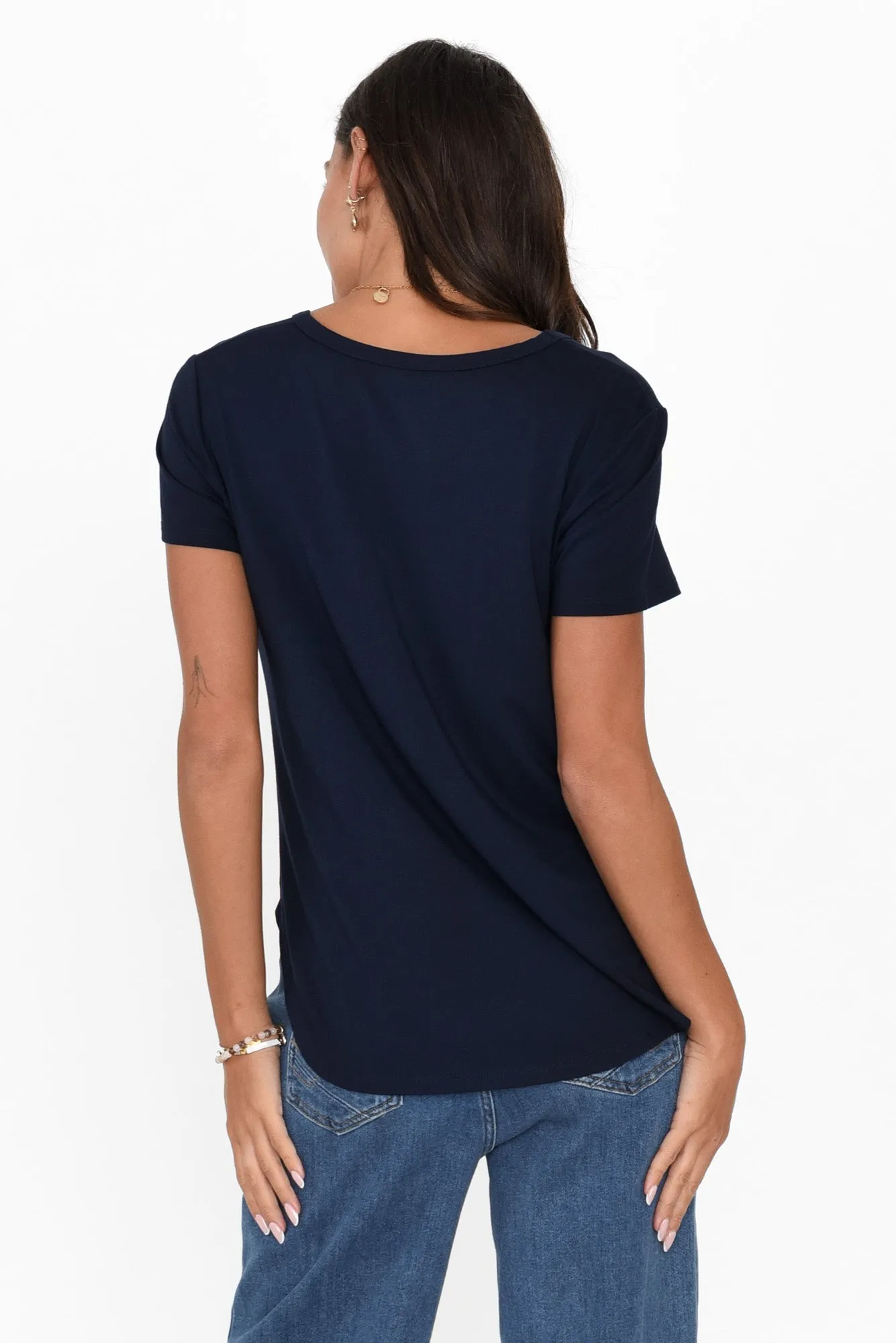 Veronica Navy Bamboo Tee sold by Blue Bungalow product image thumbnail 4