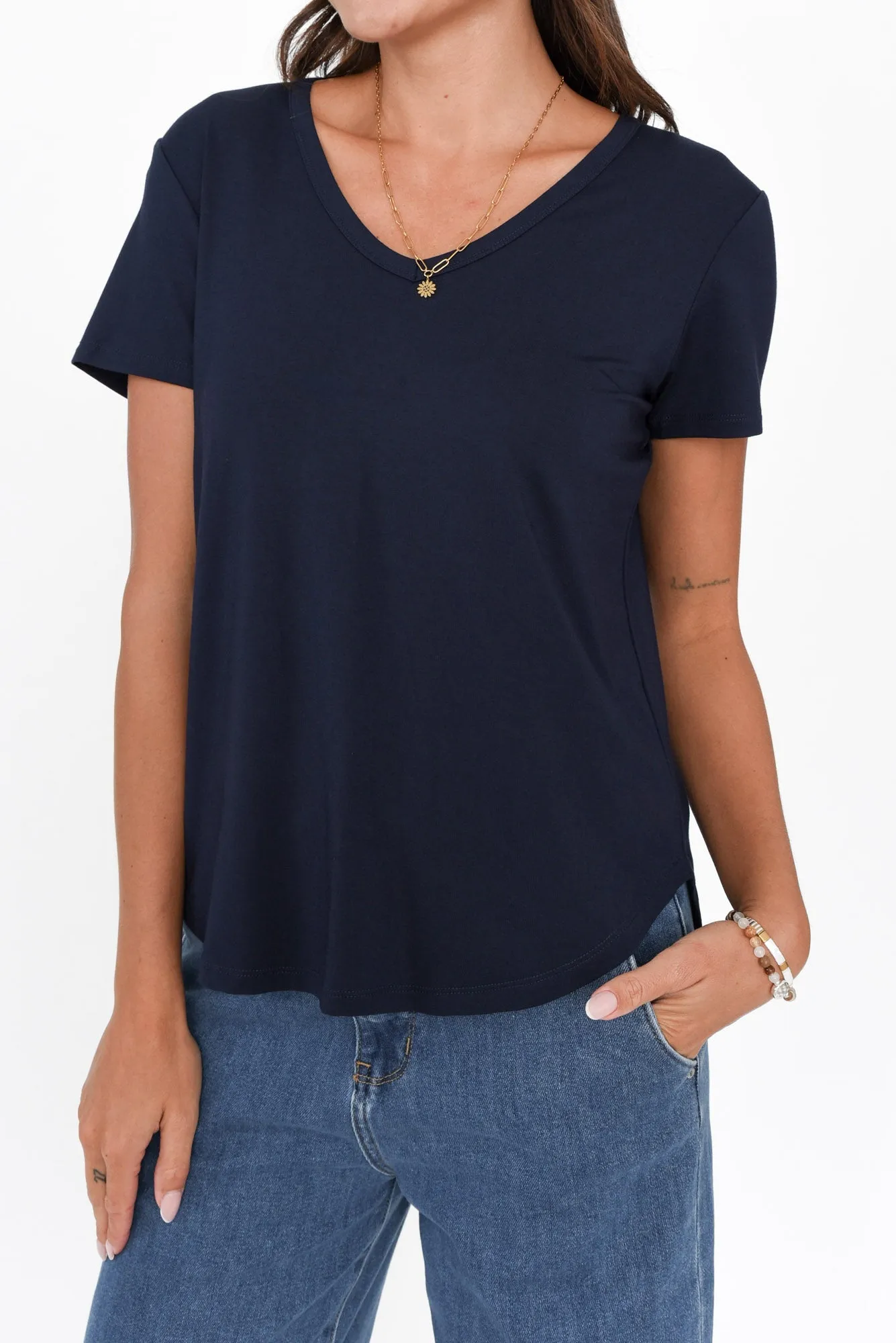 Veronica Navy Bamboo Tee sold by Blue Bungalow product image thumbnail 5
