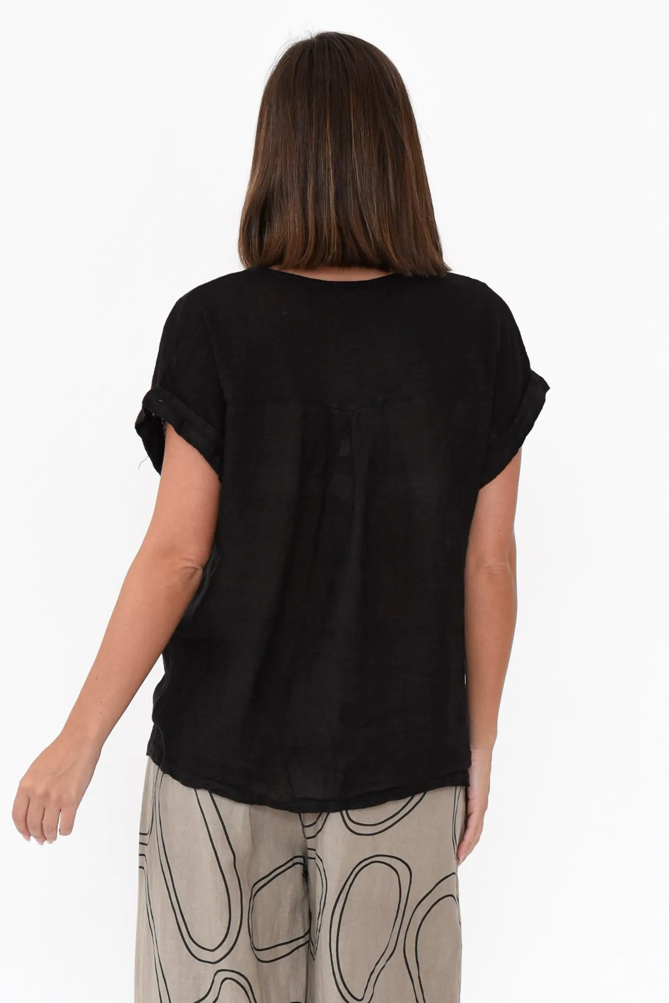 Anna Black Linen Tee sold by Blue Bungalow product image thumbnail 5
