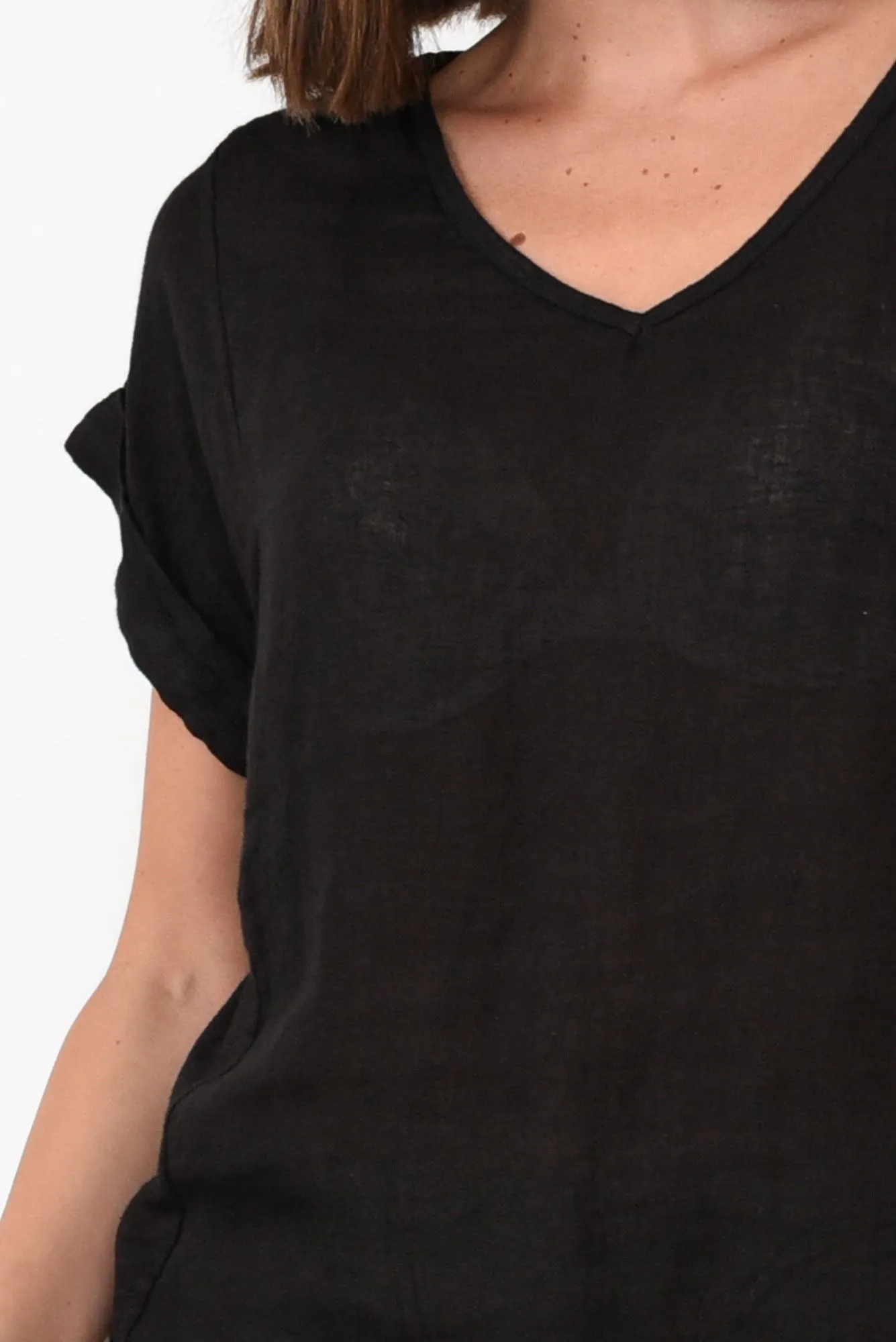 Anna Black Linen Tee sold by Blue Bungalow product image thumbnail 3