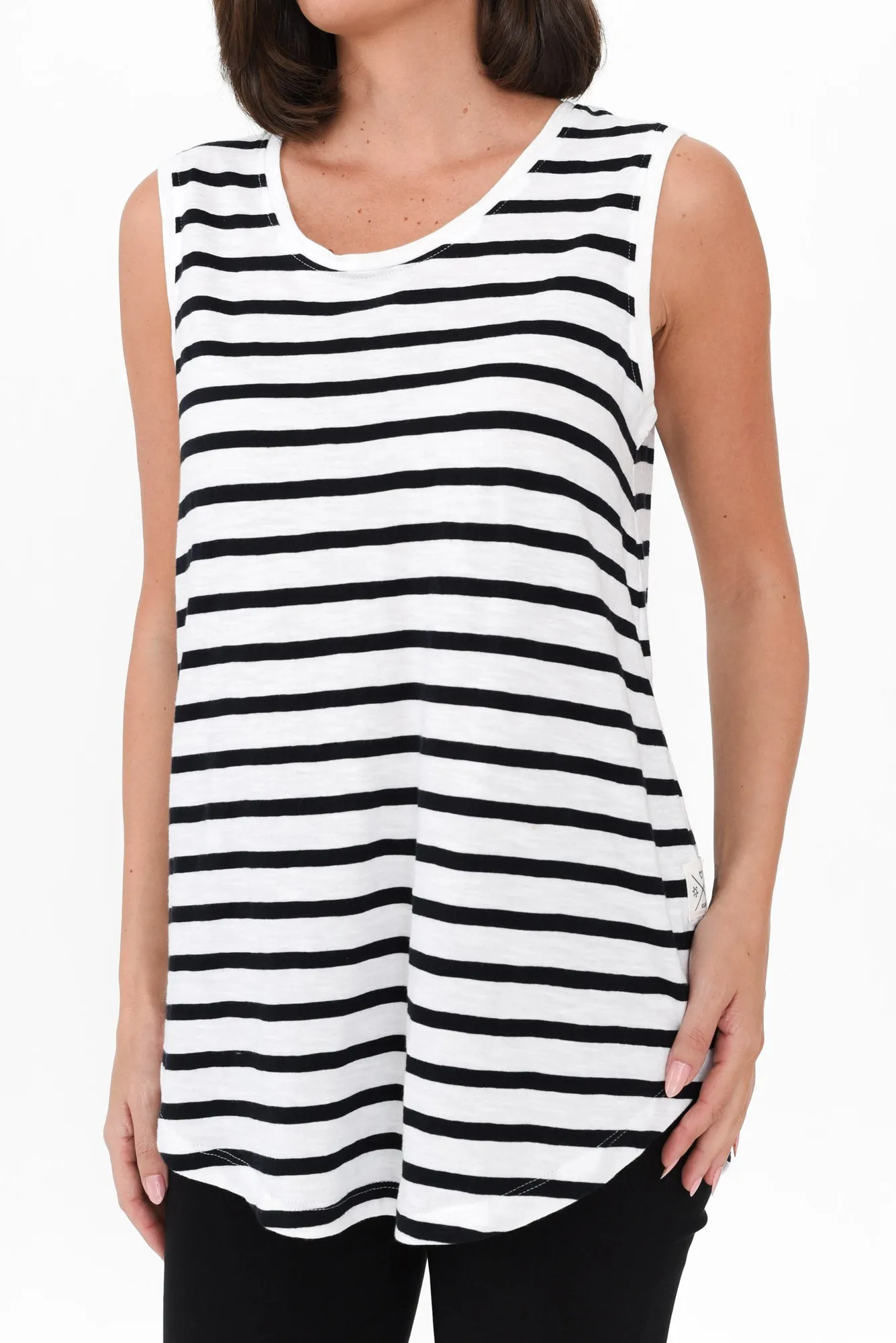 White Stripe Cotton Scoop Tank sold by Blue Bungalow product image thumbnail 5