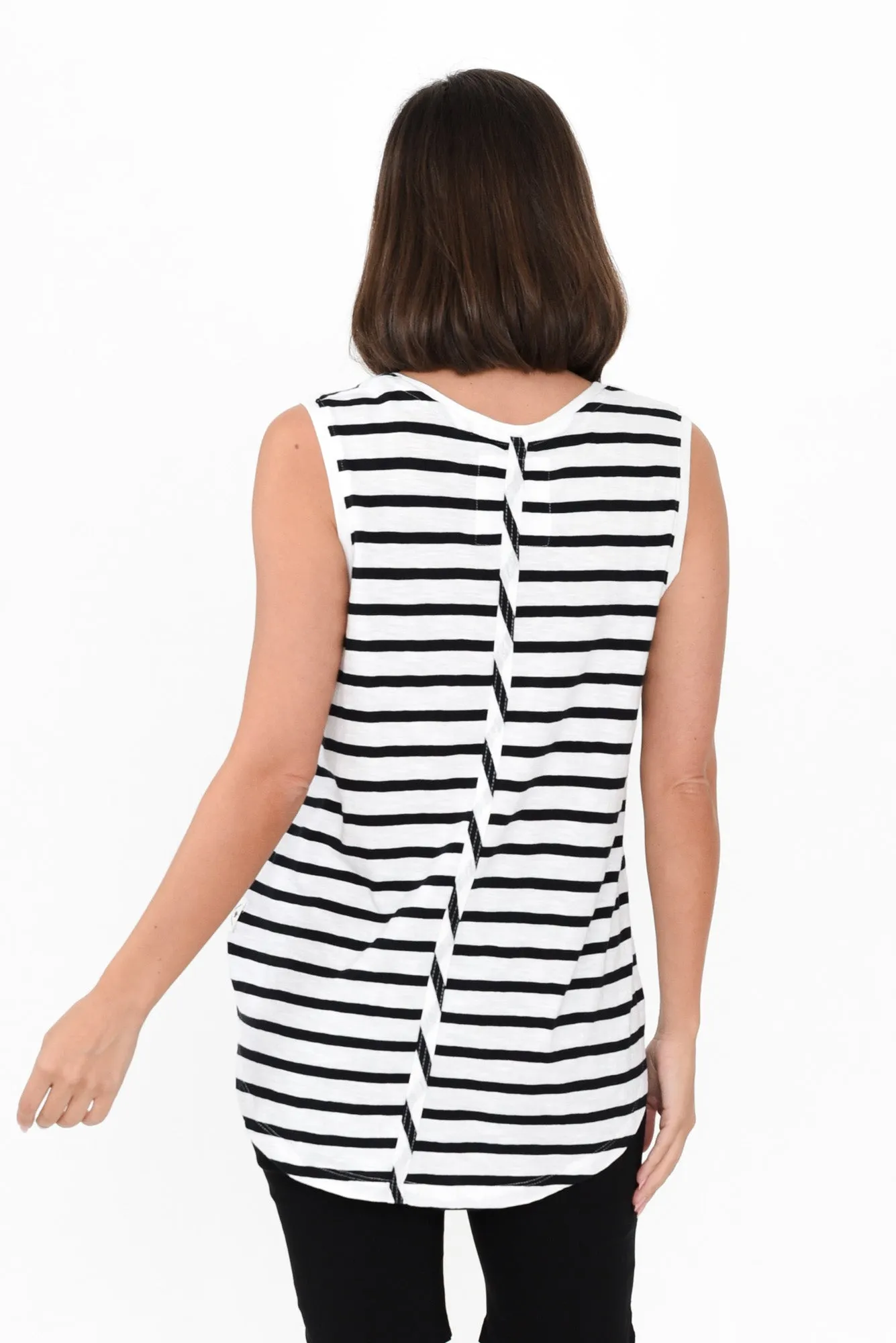 White Stripe Cotton Scoop Tank sold by Blue Bungalow product image thumbnail 4