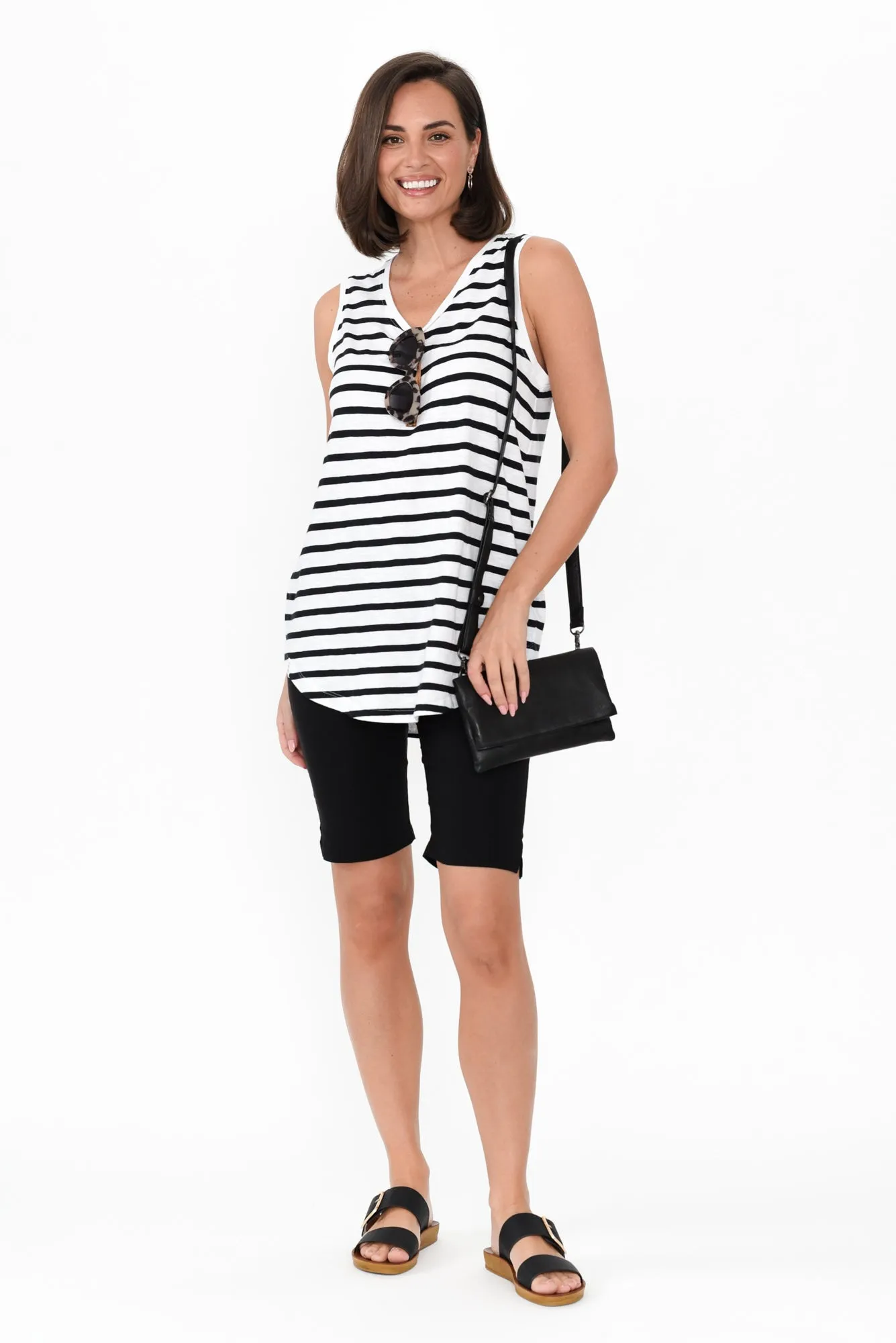 White Stripe Cotton Scoop Tank sold by Blue Bungalow product image thumbnail 2