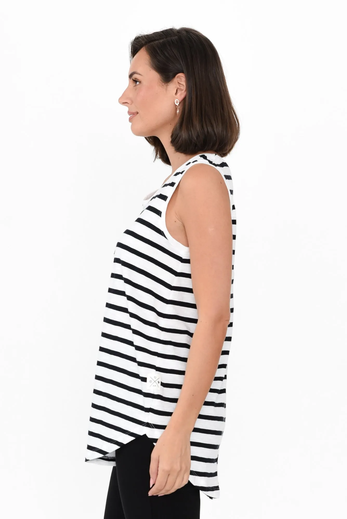 White Stripe Cotton Scoop Tank sold by Blue Bungalow product image thumbnail 3