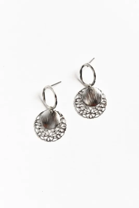 Wynna Silver Disc Earrings sold by Blue Bungalow