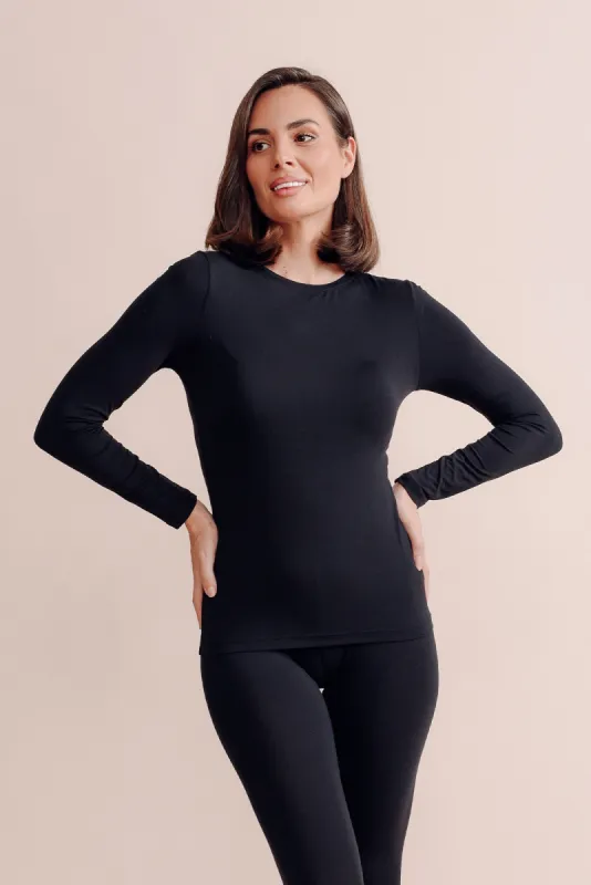 Black Micro Modal Long Sleeve Top sold by Blue Bungalow