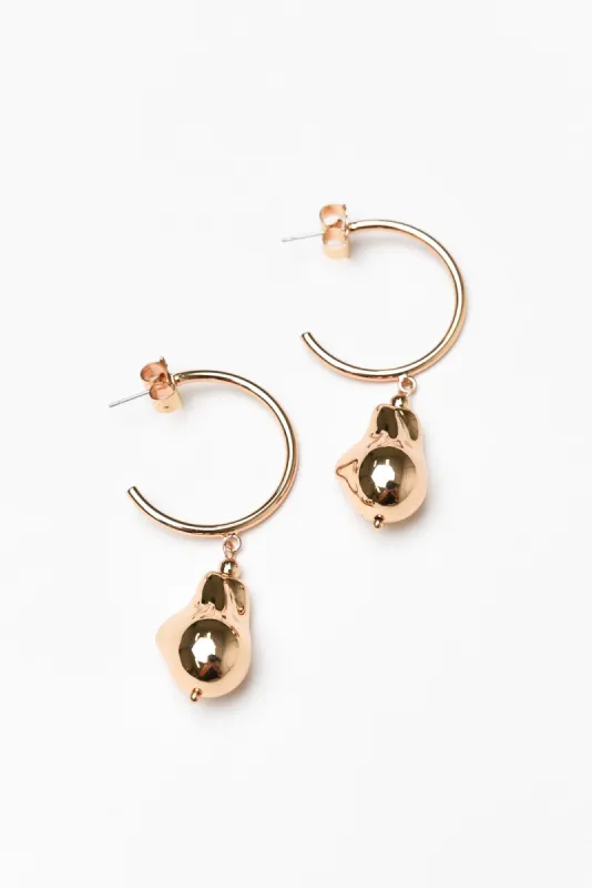 Jalissa Gold Cast Pearl Hoop Earrings sold by Blue Bungalow