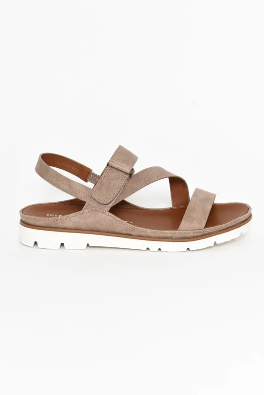 Ashli Taupe Strappy Sandal sold by Blue Bungalow