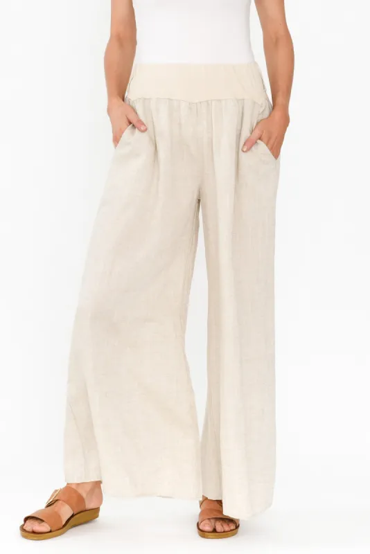 Emeline Beige Linen Blend Pants sold by Blue Bungalow