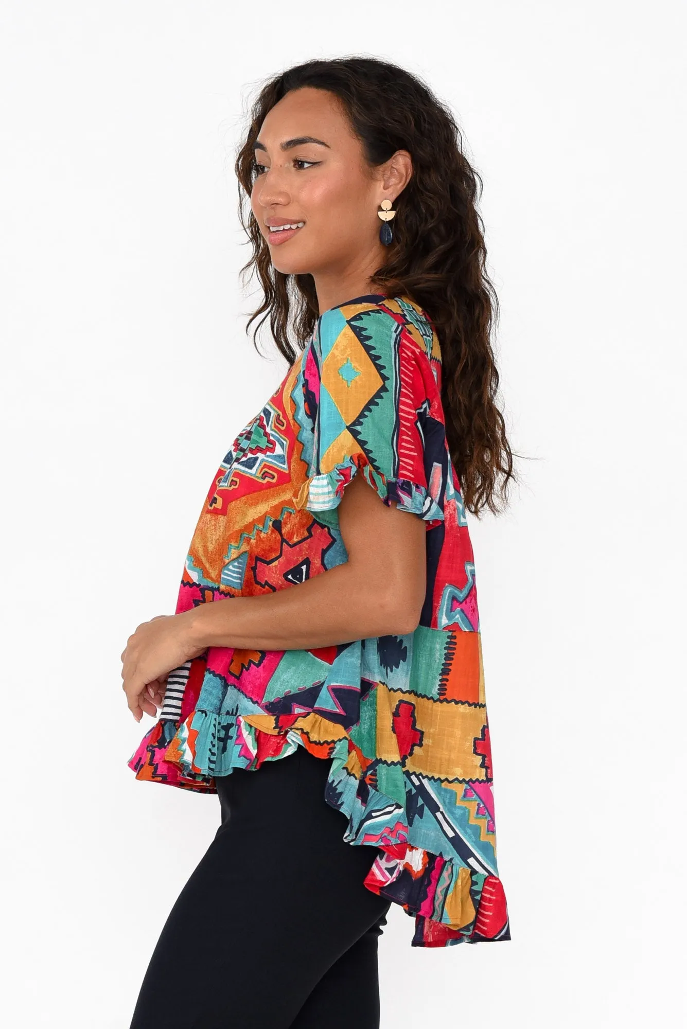 Zio Blue Abstract Organic Cotton Top sold by Blue Bungalow product image thumbnail 5