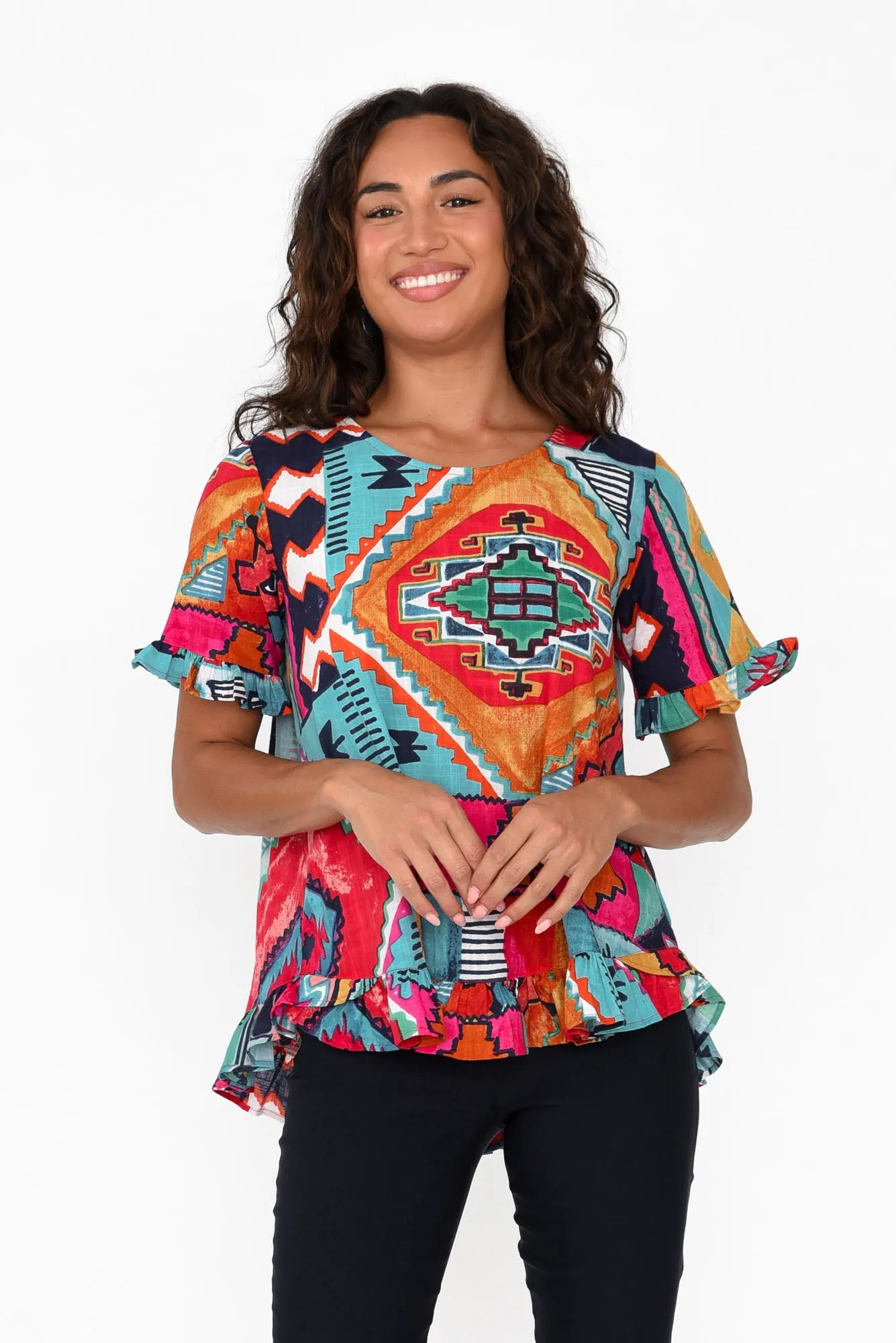Zio Blue Abstract Organic Cotton Top sold by Blue Bungalow product image thumbnail 2