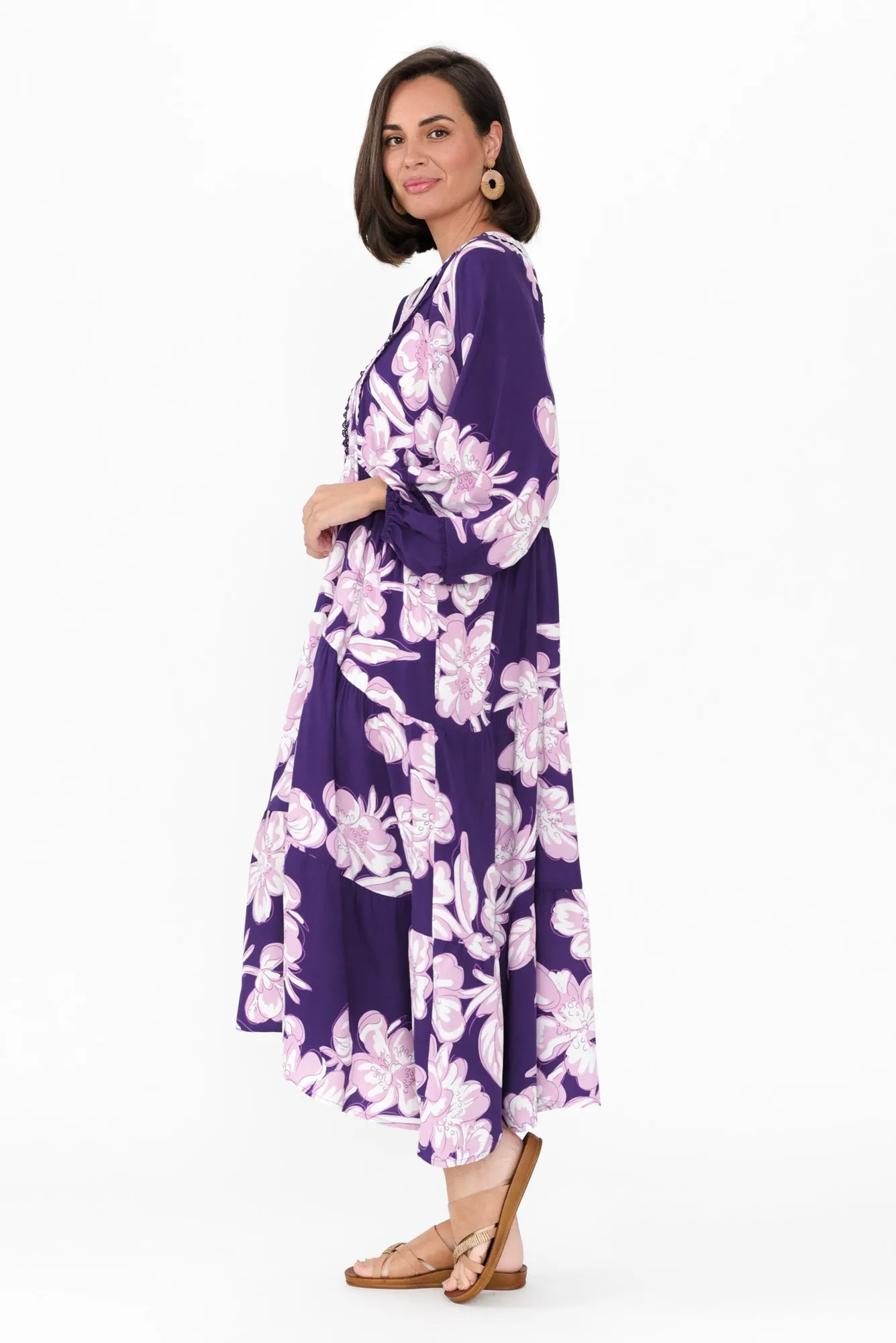 Faith Purple Flower Pocket Dress sold by Blue Bungalow product image thumbnail 3