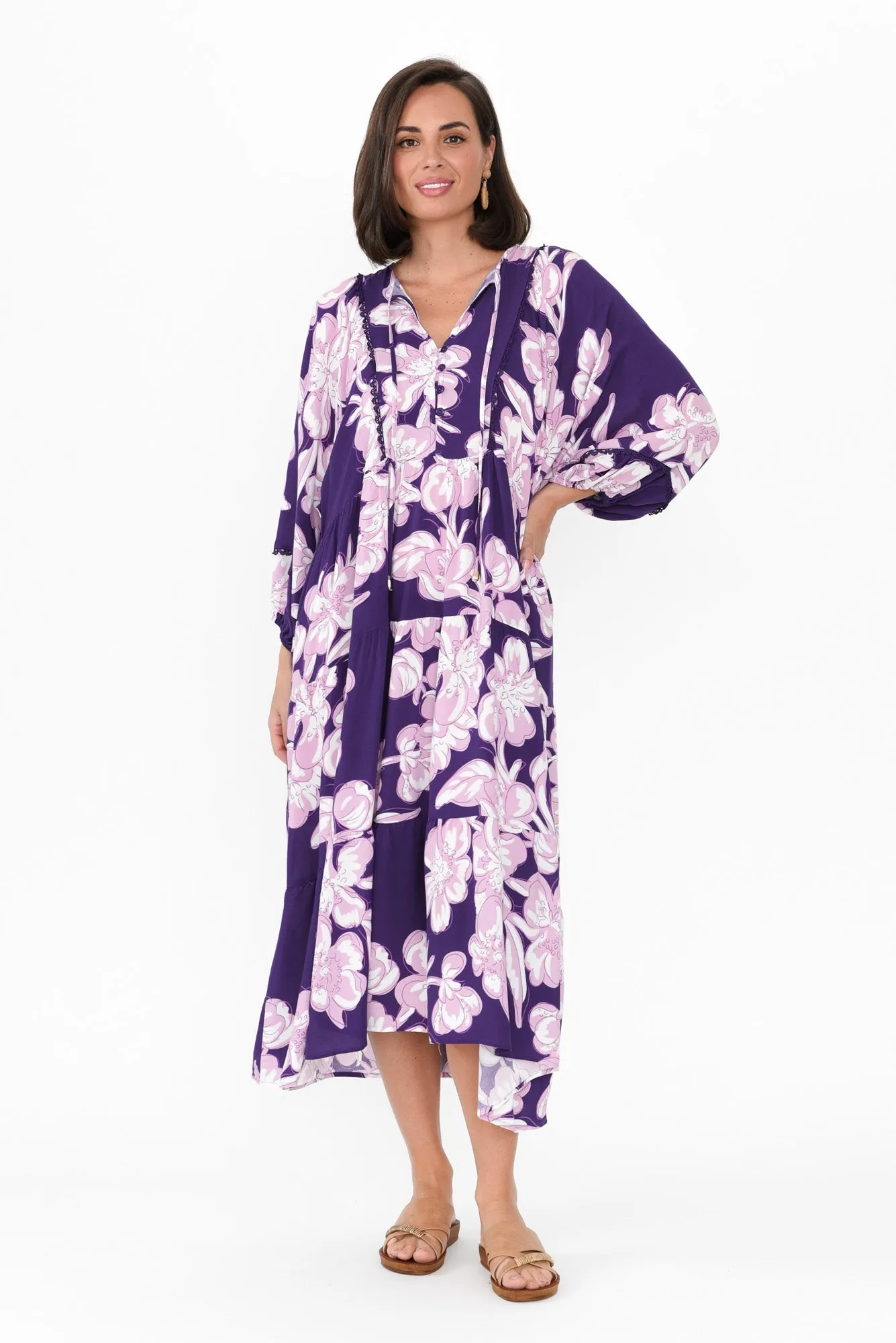 Faith Purple Flower Pocket Dress sold by Blue Bungalow product image thumbnail 2