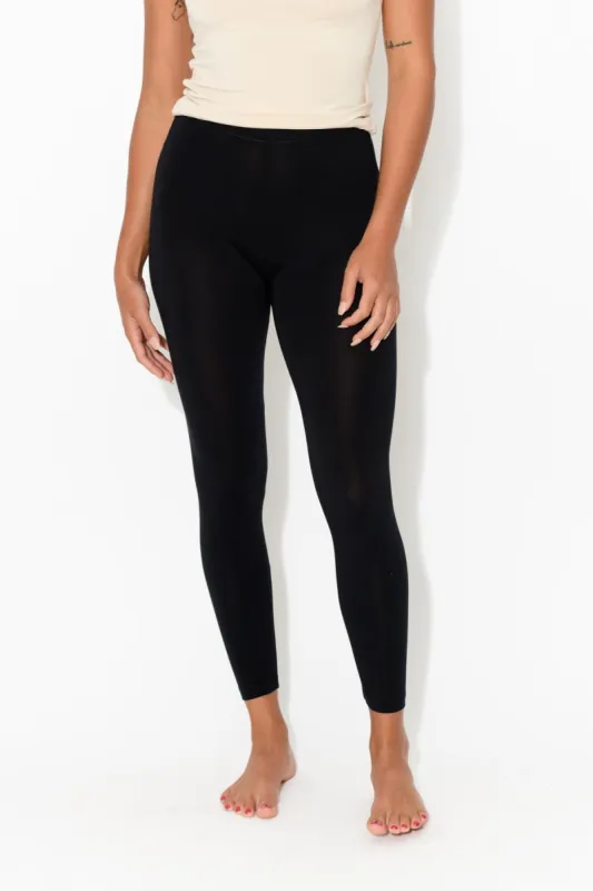 Black Micro Modal 7/8 Leggings sold by Blue Bungalow