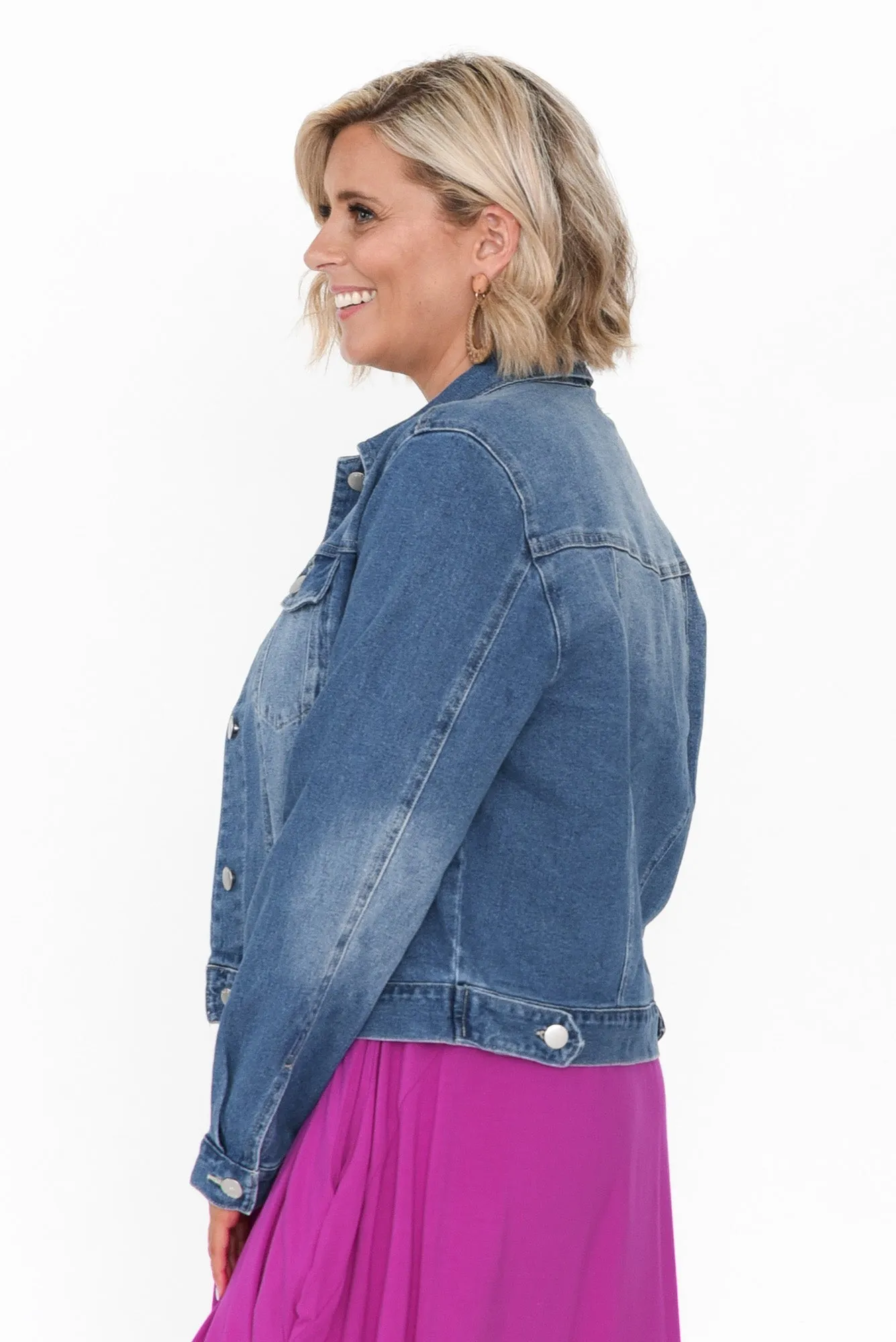 Darcy Washed Mid Blue Denim Jacket sold by Blue Bungalow product image thumbnail 4