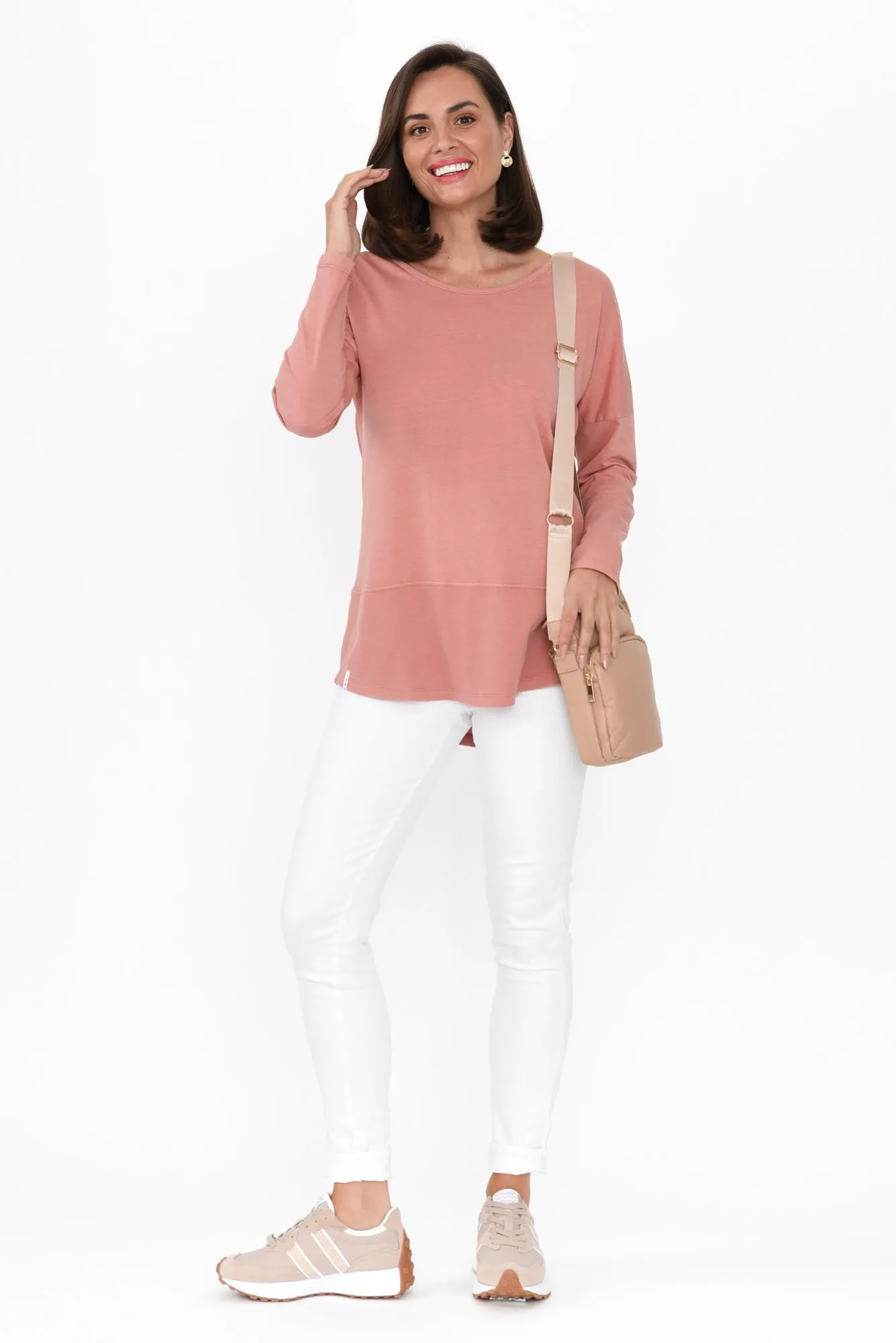 Fundamental Pink Cotton Rib Sleeved Top sold by Blue Bungalow product image thumbnail 2