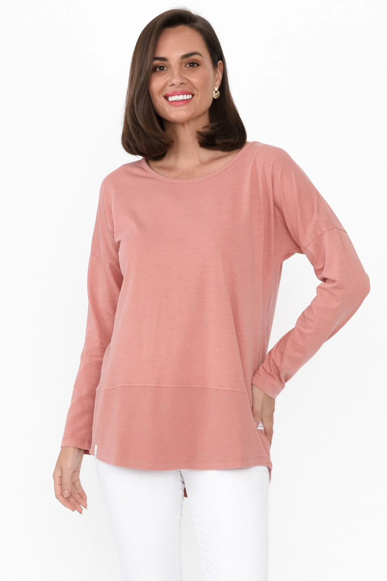 Fundamental Pink Cotton Rib Sleeved Top sold by Blue Bungalow