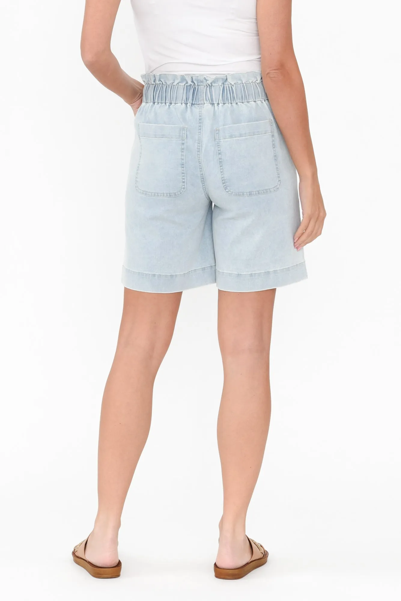 Aleigha Light Blue Denim Drawstring Shorts sold by Blue Bungalow product image thumbnail 4