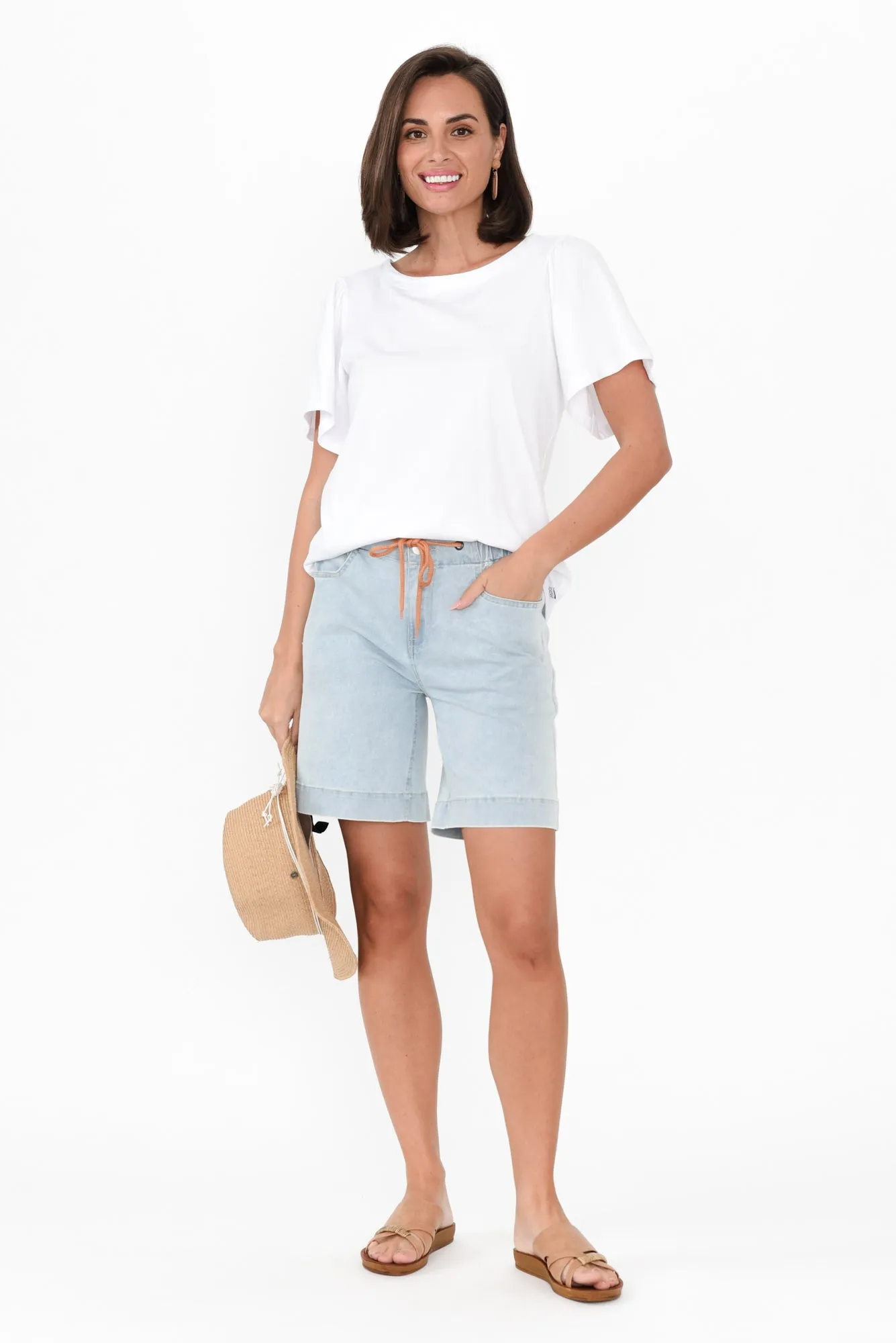 Aleigha Light Blue Denim Drawstring Shorts sold by Blue Bungalow product image thumbnail 2
