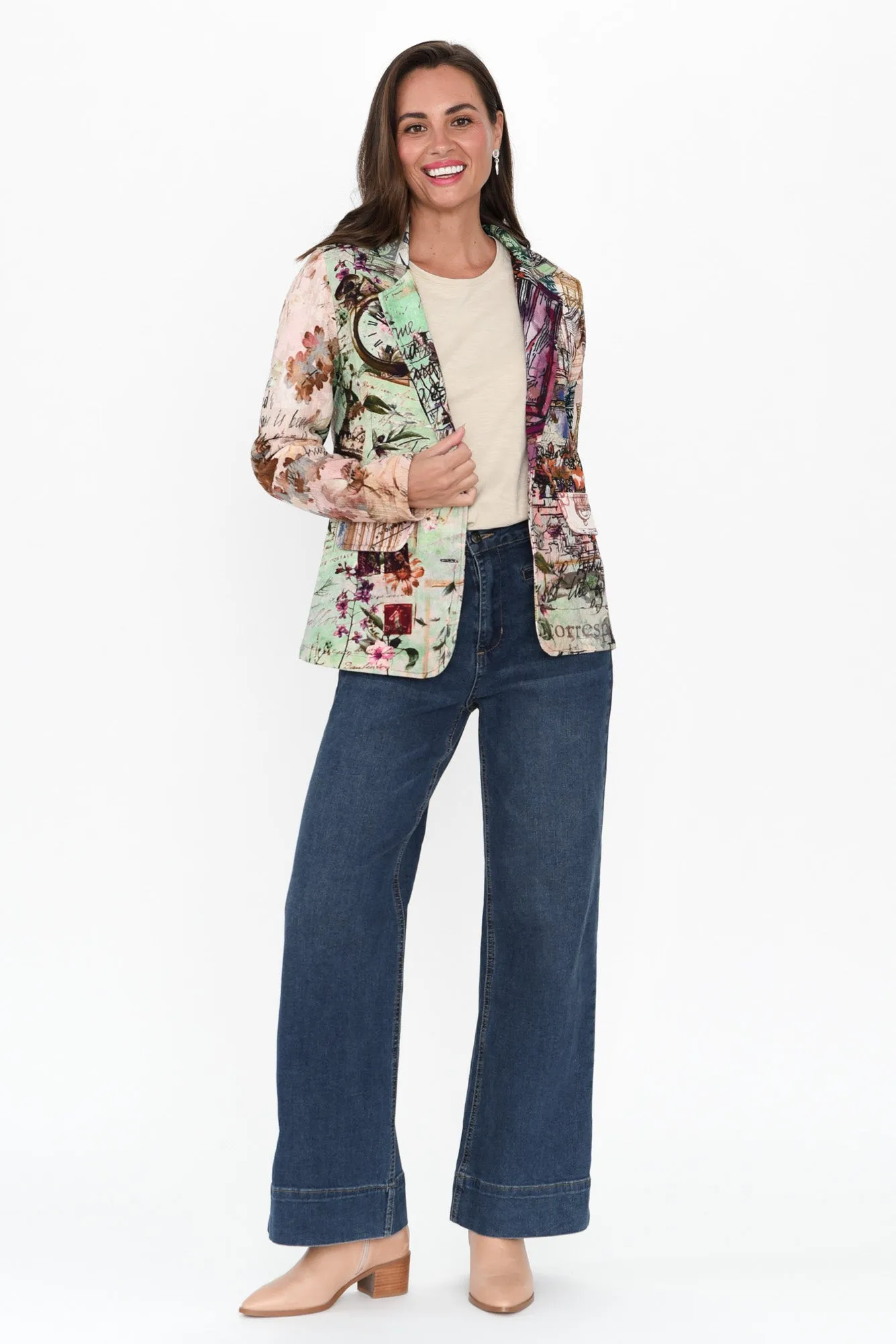 Dunstan Green Abstract Cotton Blazer sold by Blue Bungalow product image thumbnail 2