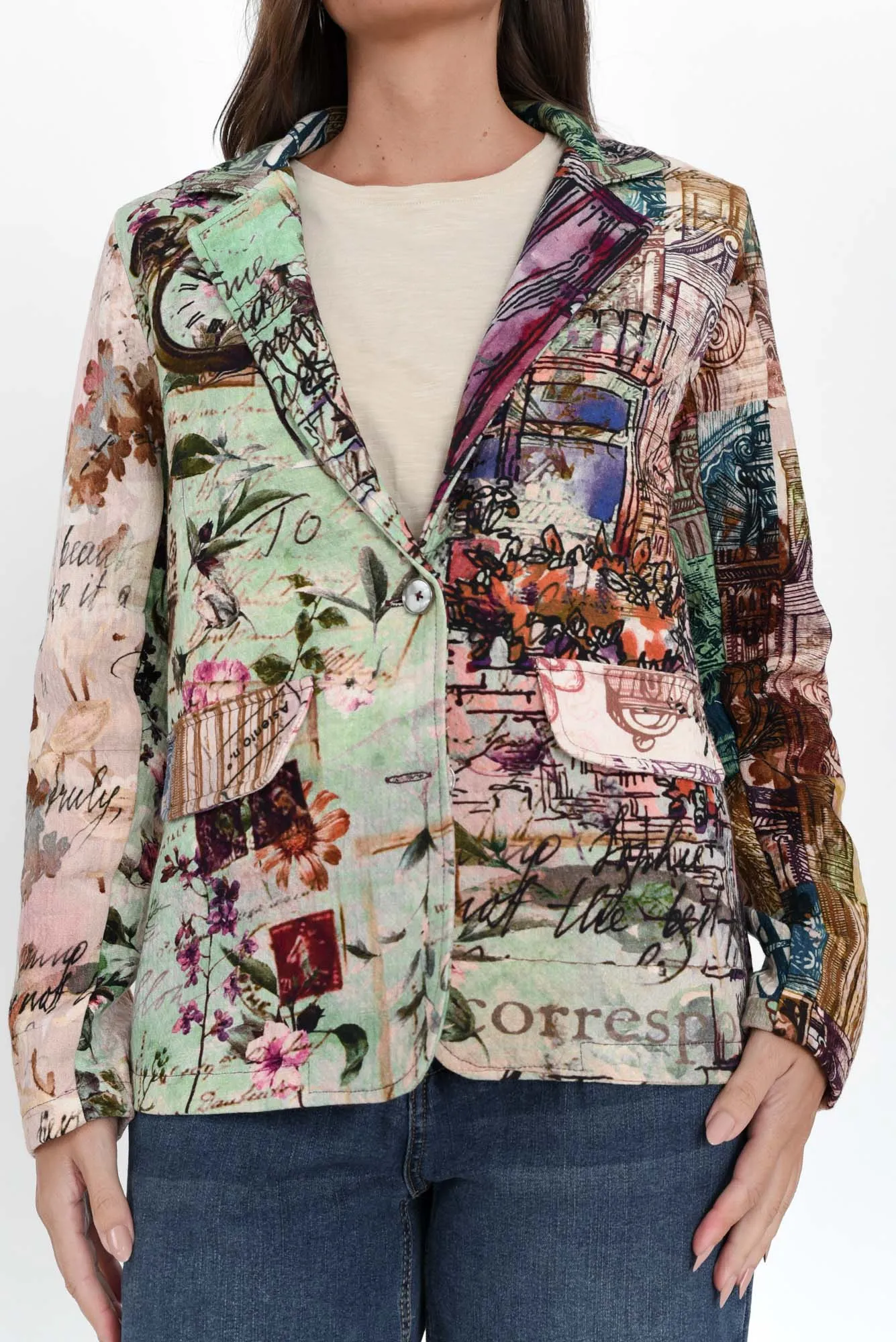 Dunstan Green Abstract Cotton Blazer sold by Blue Bungalow product image thumbnail 5