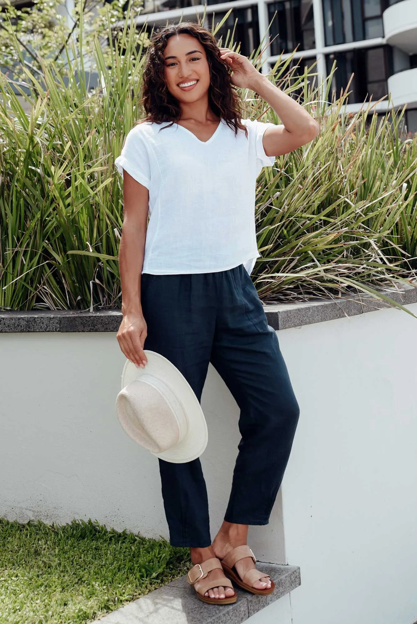 Tatum Navy Linen Pants sold by Blue Bungalow product image thumbnail 2