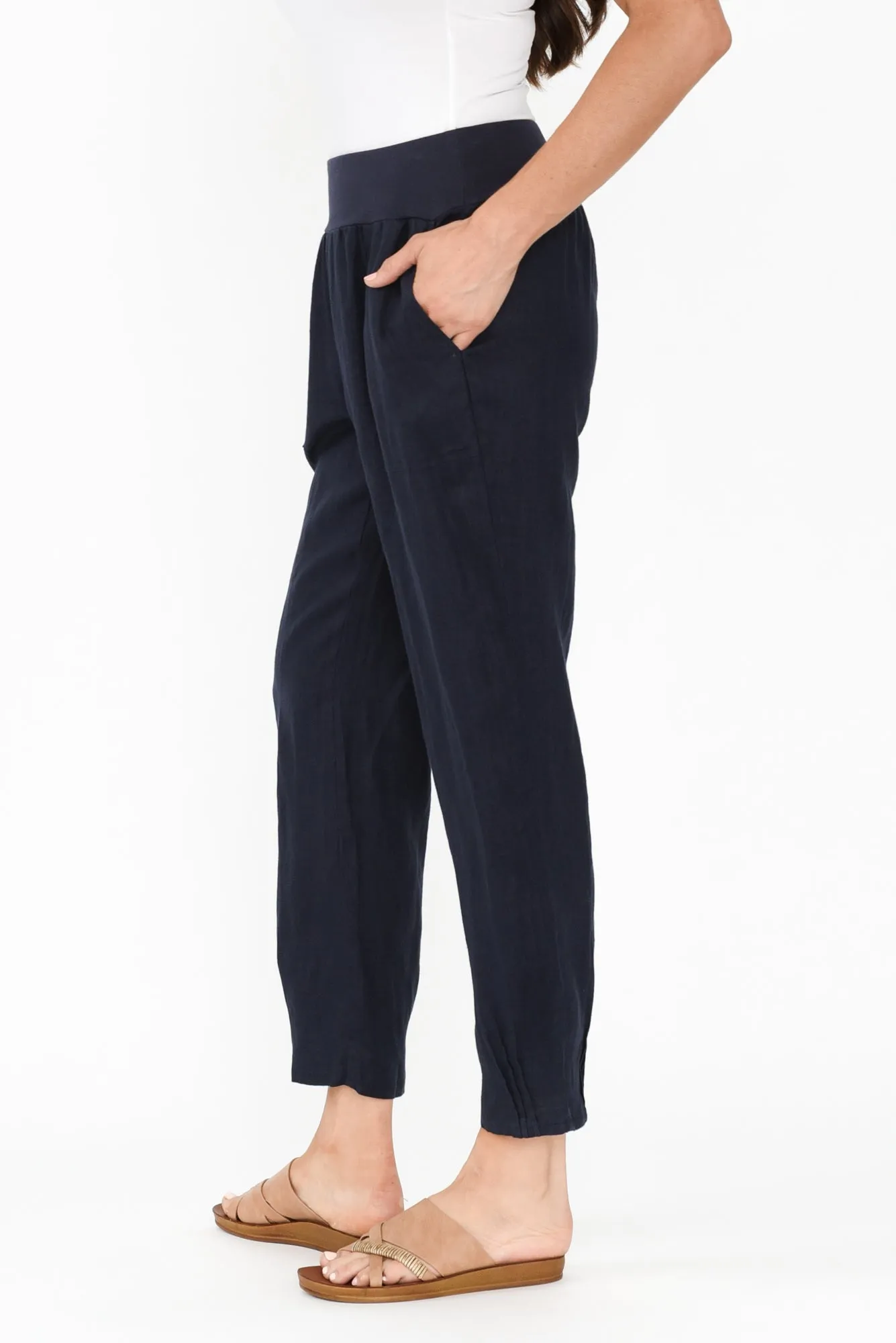 Tatum Navy Linen Pants sold by Blue Bungalow product image thumbnail 4