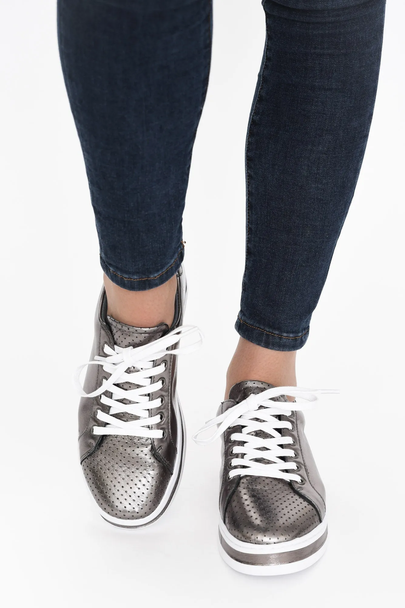 Paradise Pewter Leather Sneaker sold by Blue Bungalow product image thumbnail 3
