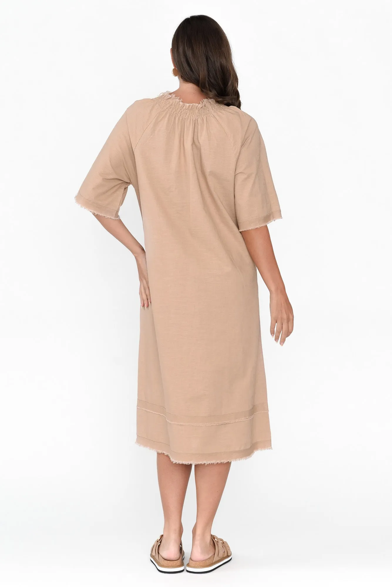 Ayesha Beige Linen Cotton Dress sold by Blue Bungalow product image thumbnail 4