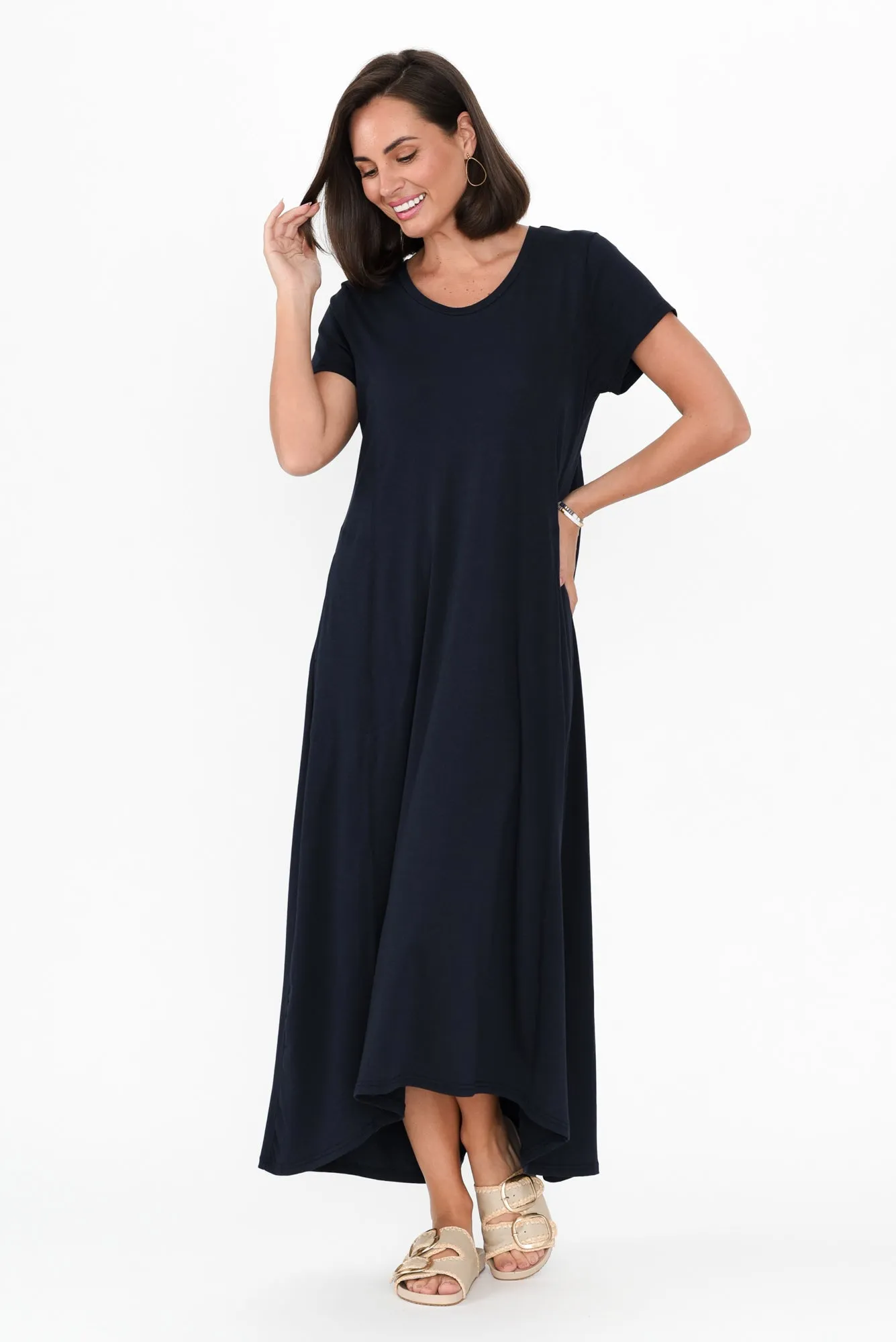 Patrick Navy Cotton Pocket Dress sold by Blue Bungalow product image thumbnail 3