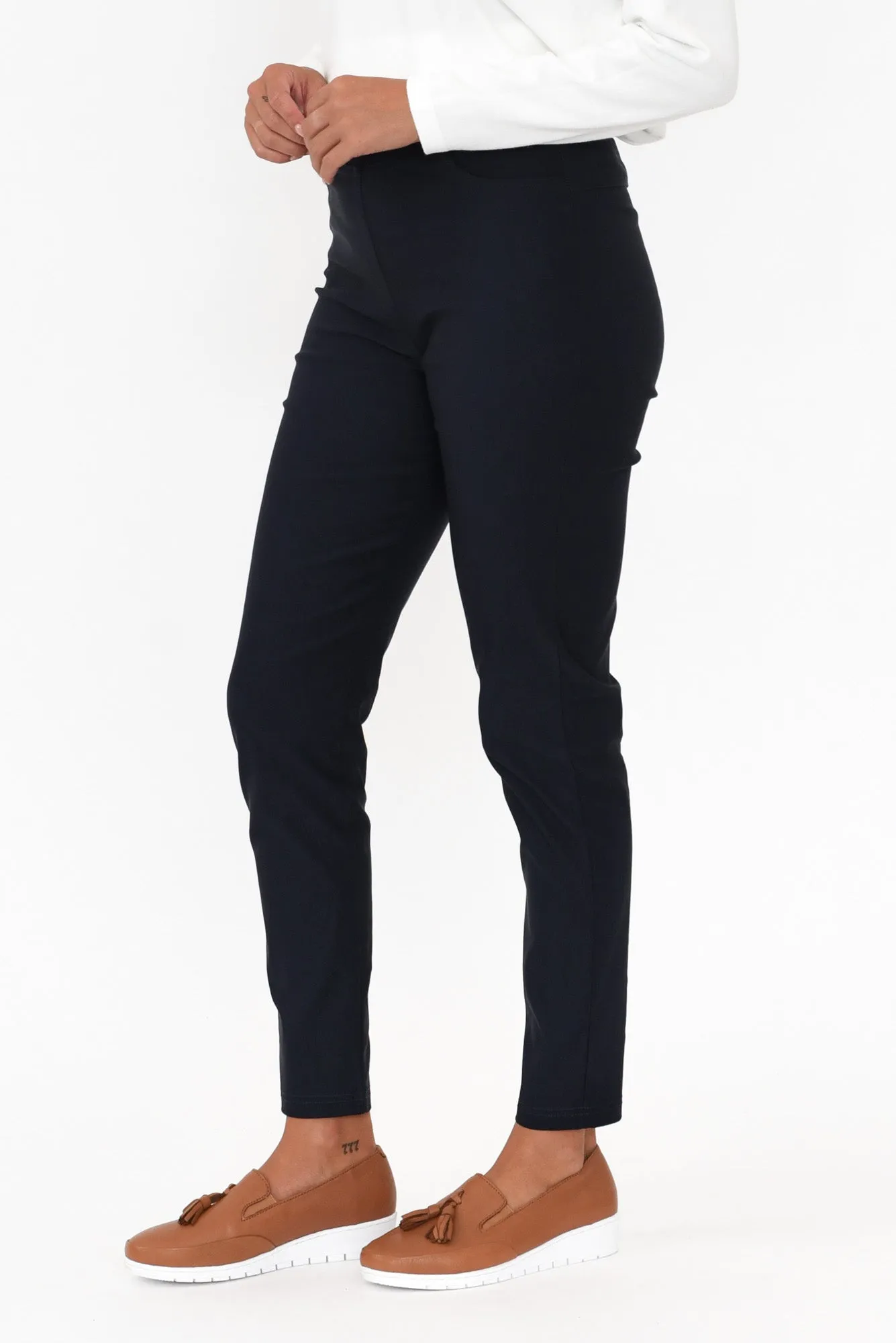Dixon Navy Cotton Stretch Pants sold by Blue Bungalow product image thumbnail 5