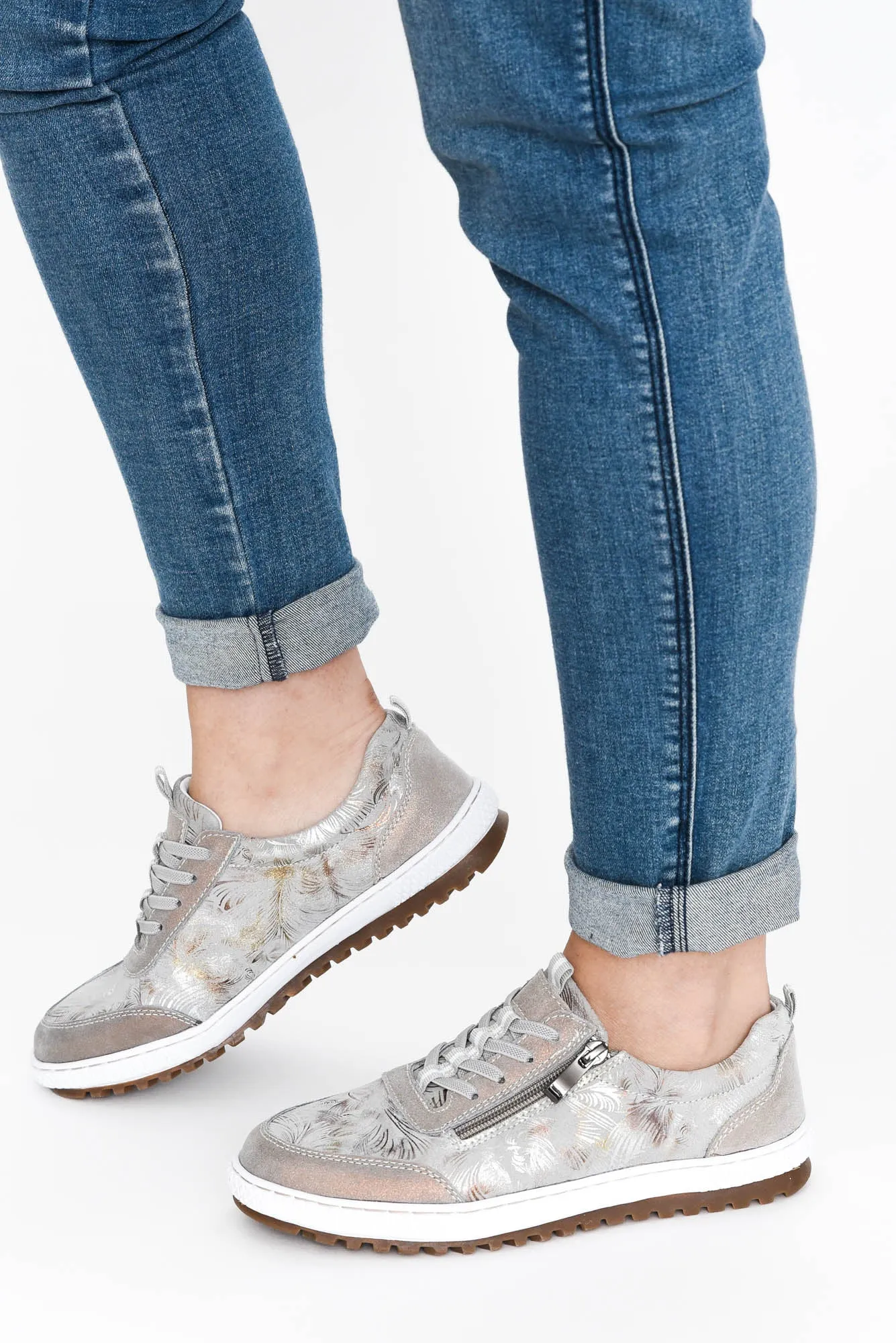 Glamper Taupe Abstract Leather Sneaker sold by Blue Bungalow