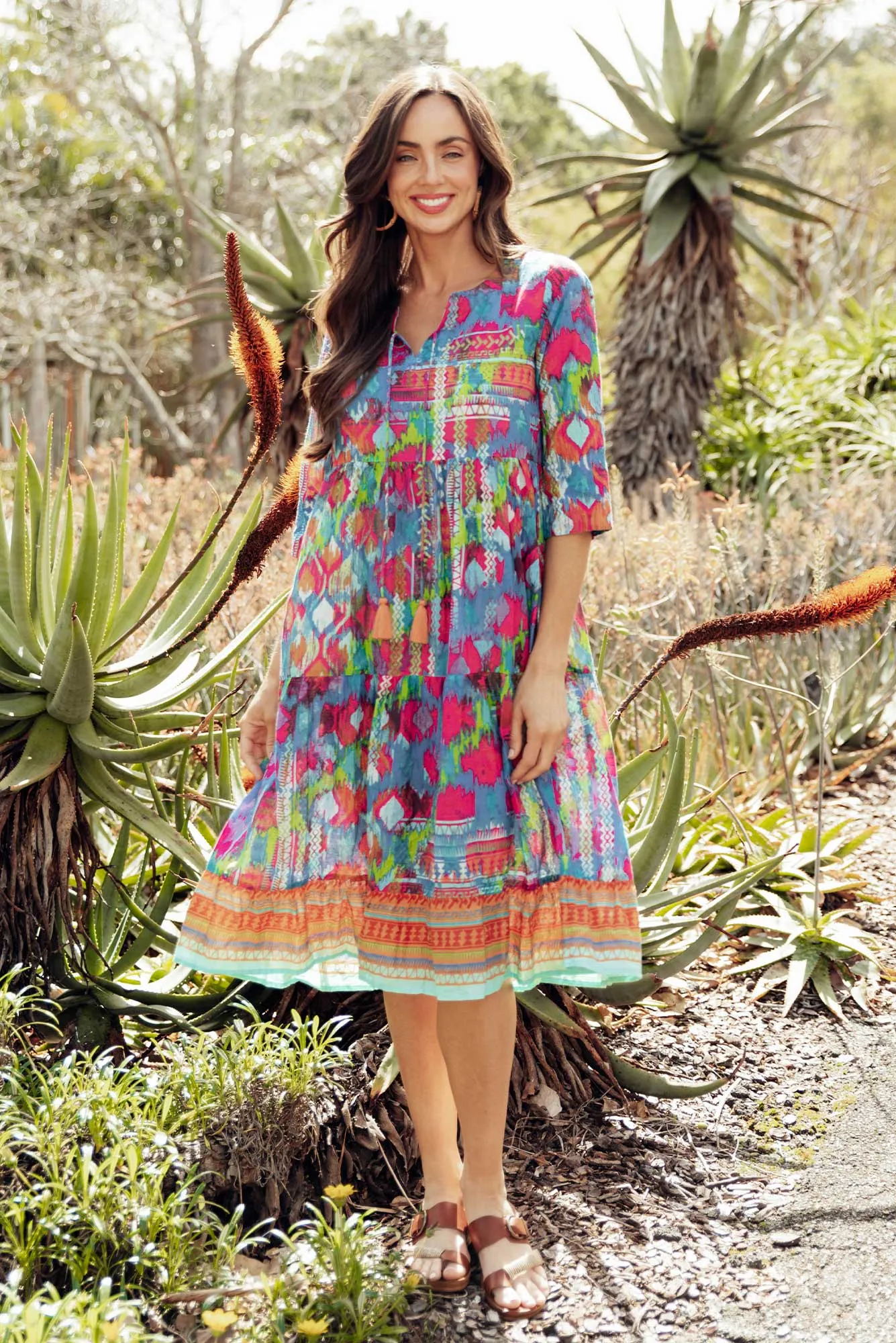 Milana Blue Motif Crinkle Cotton Dress sold by Blue Bungalow