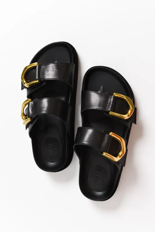 Mint Black Leather Buckle Slide sold by Blue Bungalow