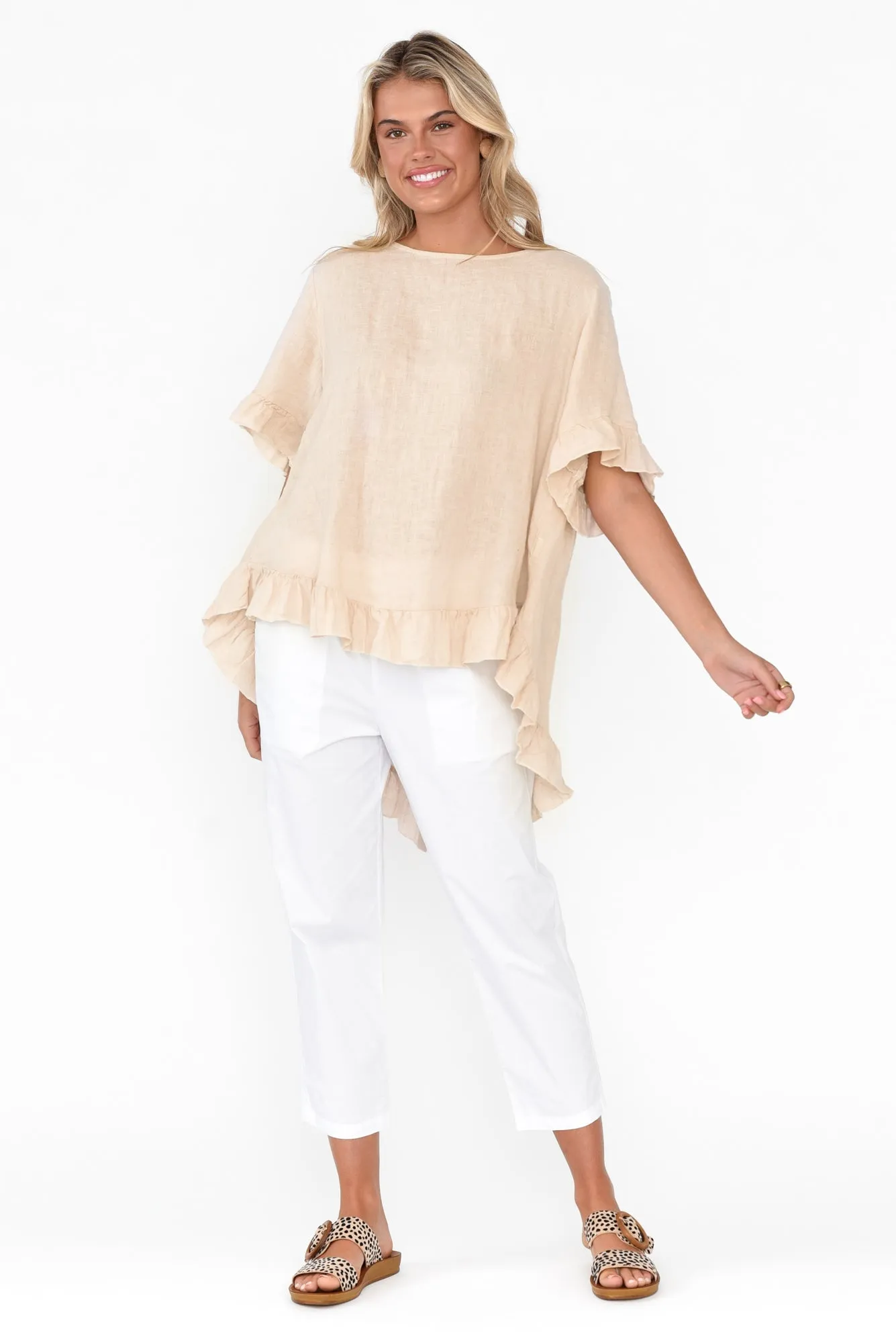 Pablita White Cotton Crop Pants sold by Blue Bungalow product image thumbnail 3