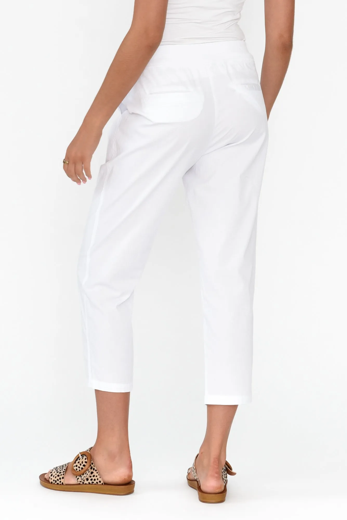 Pablita White Cotton Crop Pants sold by Blue Bungalow product image thumbnail 5