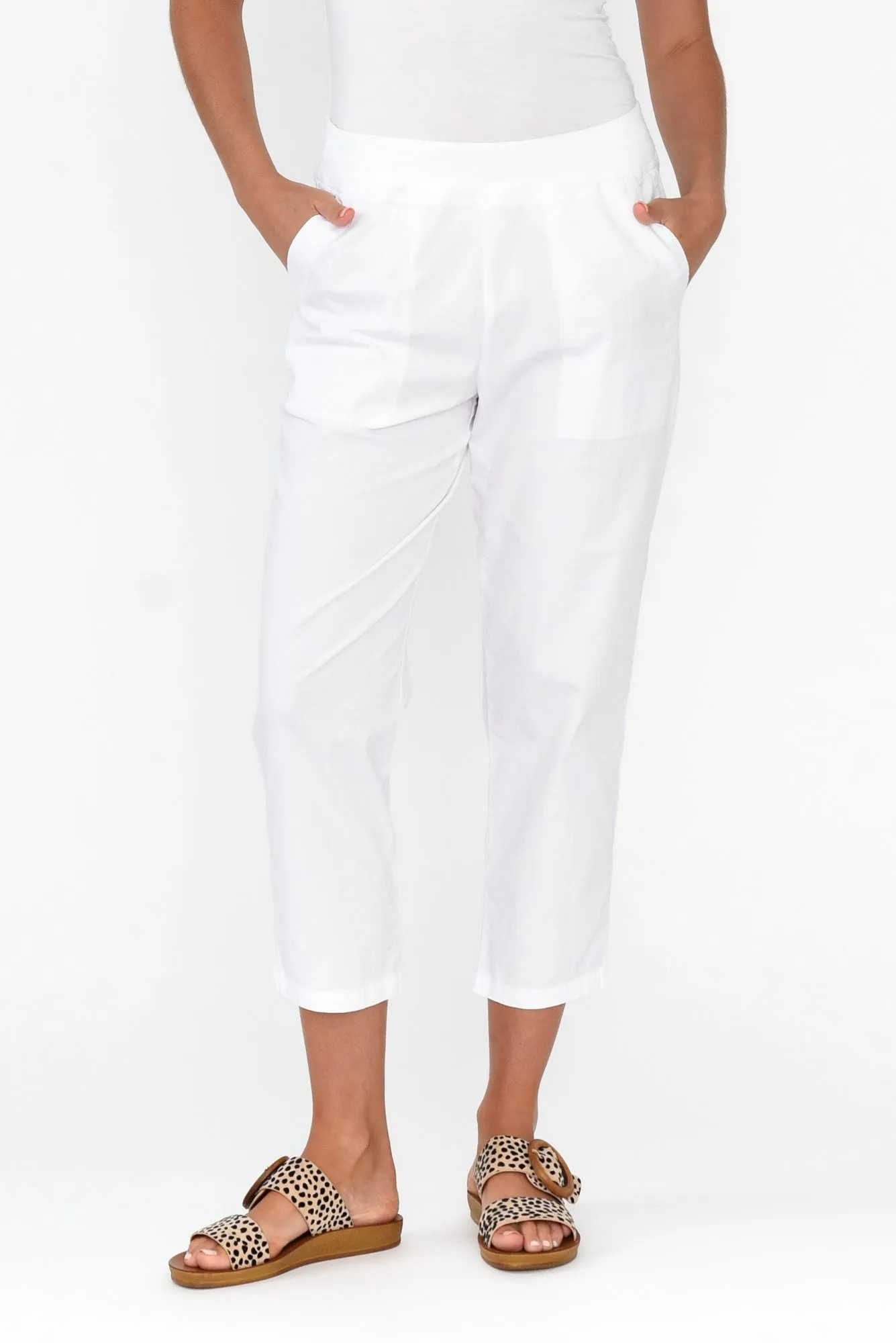 Pablita White Cotton Crop Pants sold by Blue Bungalow product image thumbnail 2
