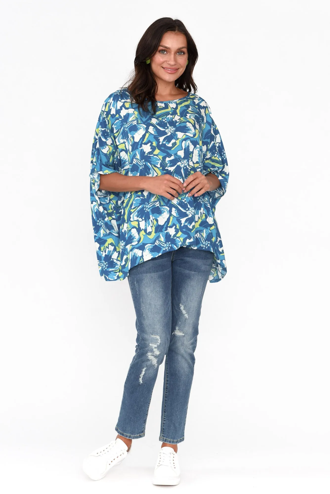 Yesenia Blue Floral Drape Top sold by Blue Bungalow product image thumbnail 2