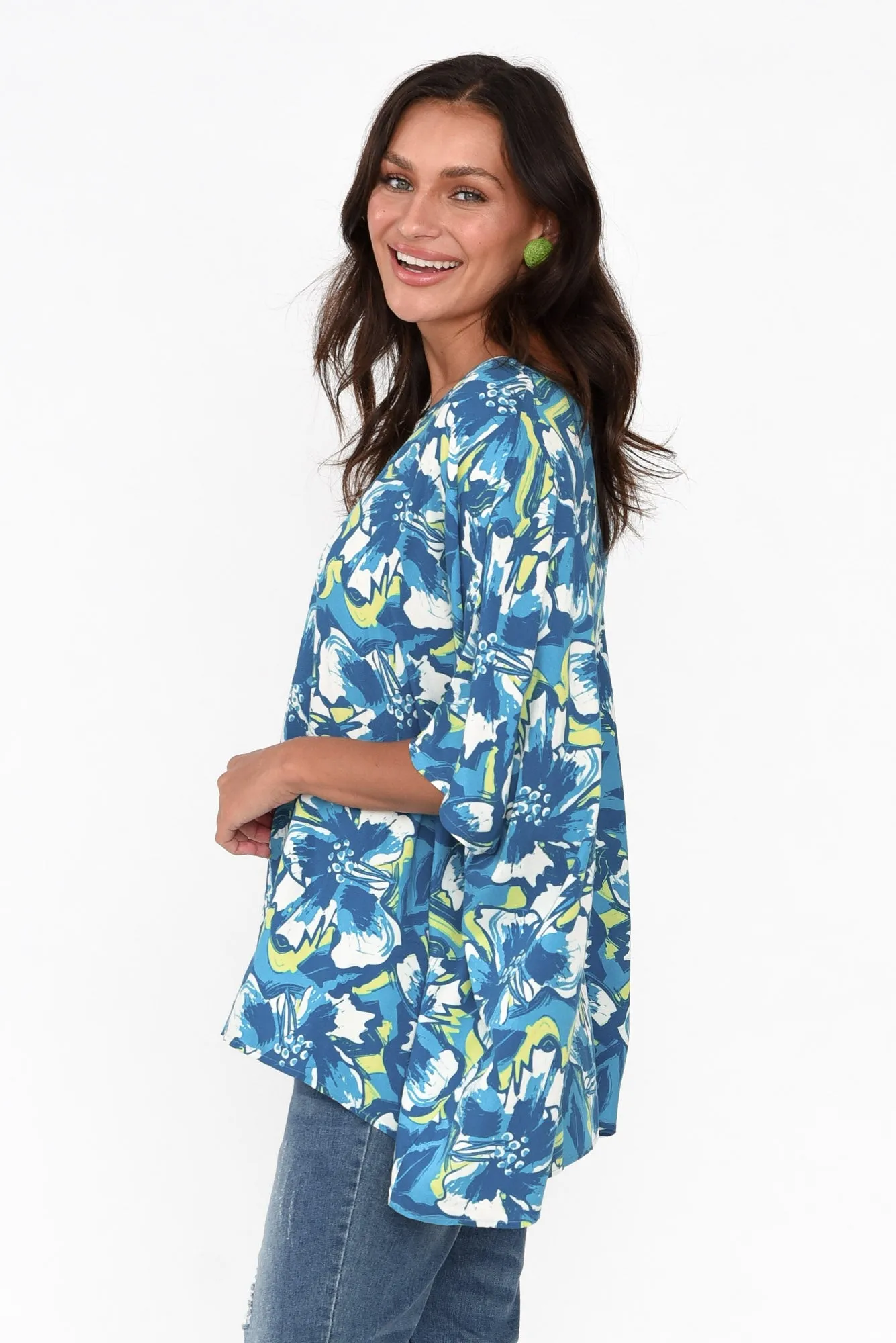 Yesenia Blue Floral Drape Top sold by Blue Bungalow product image thumbnail 3