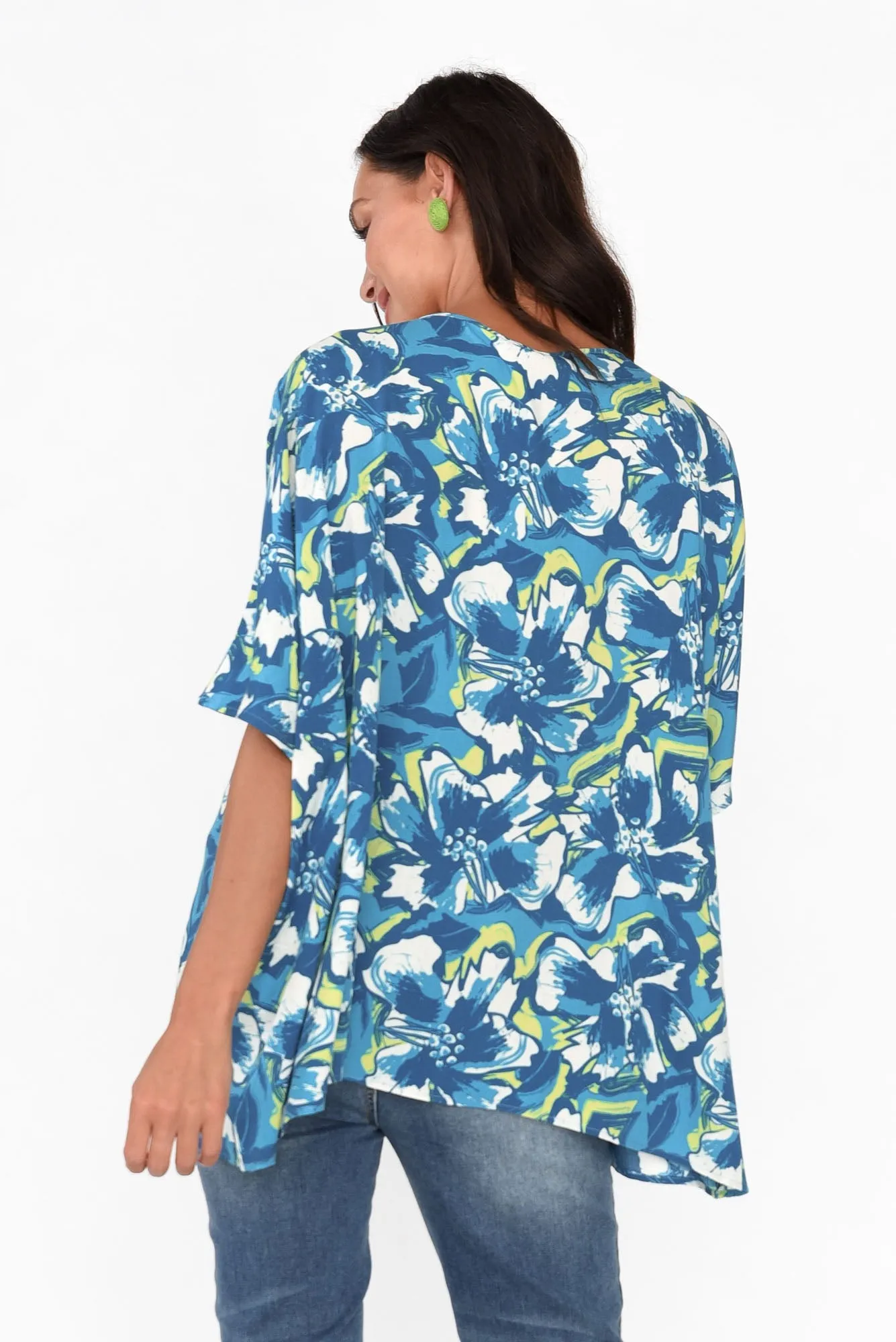 Yesenia Blue Floral Drape Top sold by Blue Bungalow product image thumbnail 4