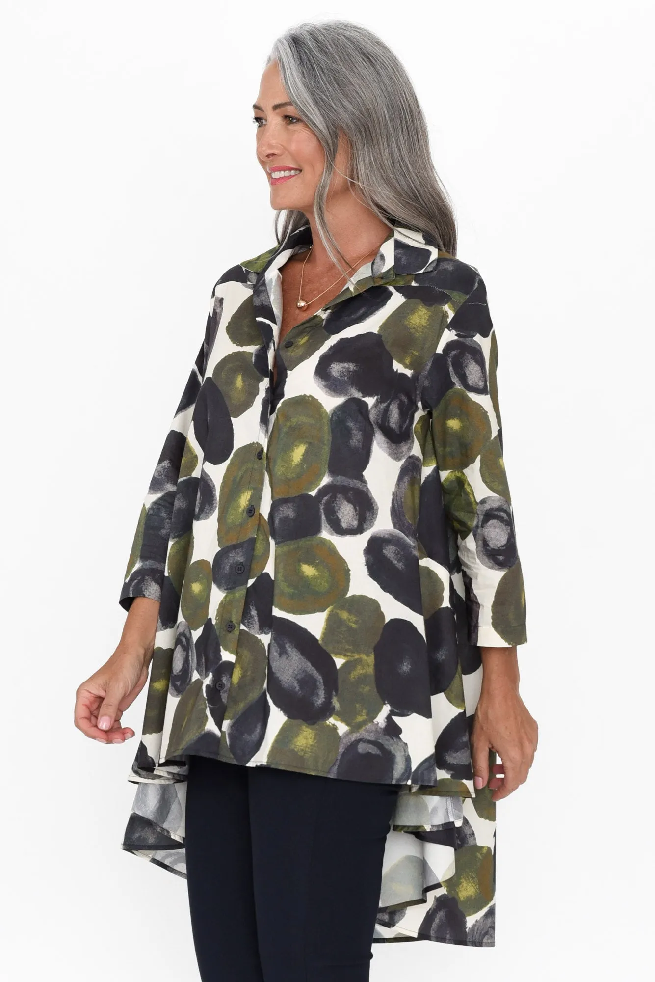 Joli Green Abstract Cotton Tunic sold by Blue Bungalow product image thumbnail 3