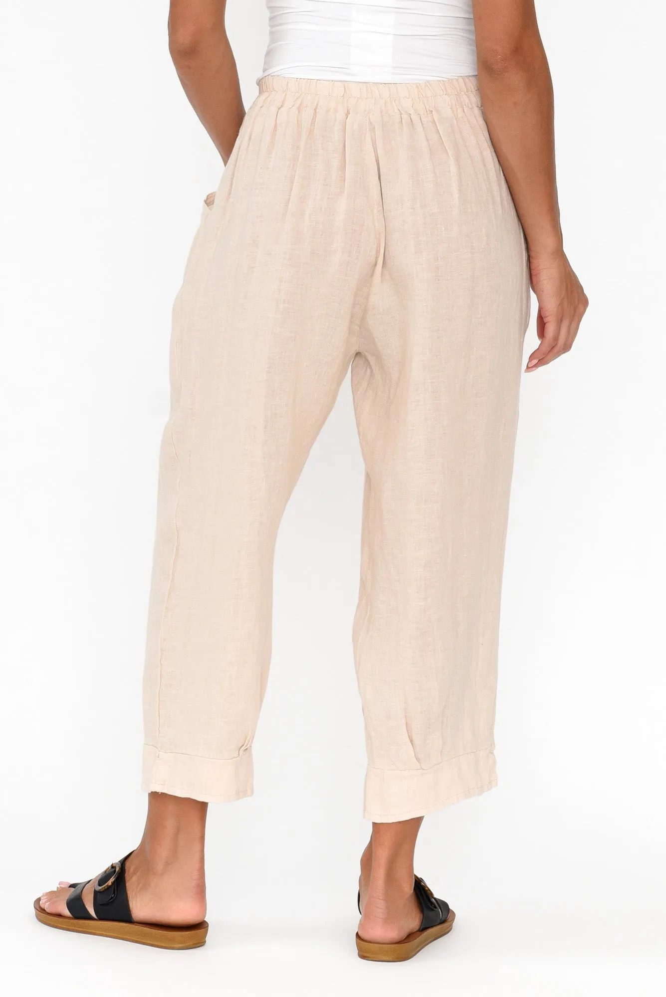 Elide Natural Linen Cropped Pants sold by Blue Bungalow product image thumbnail 5