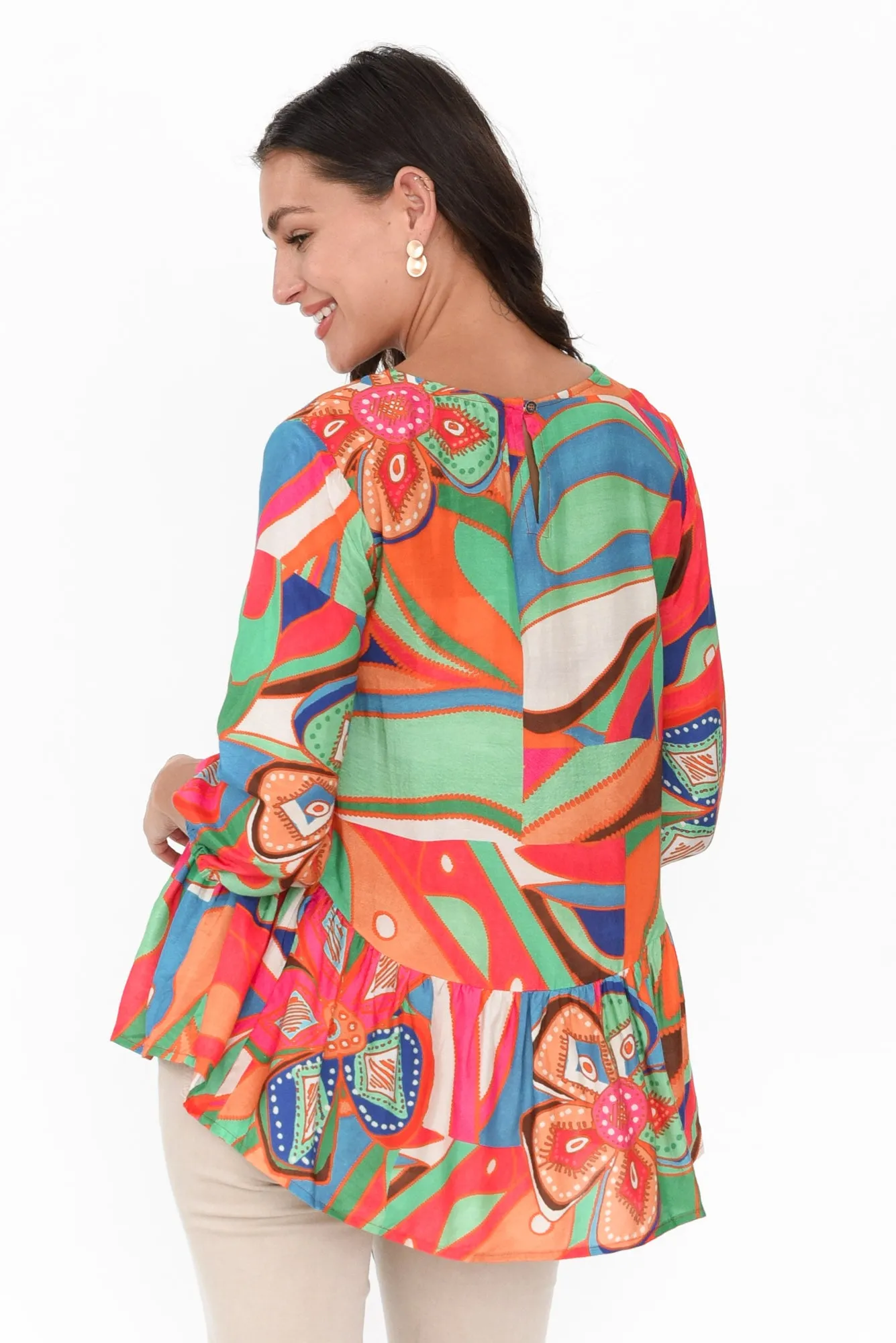 Bramley Orange Aztec Tiered Top sold by Blue Bungalow product image thumbnail 4