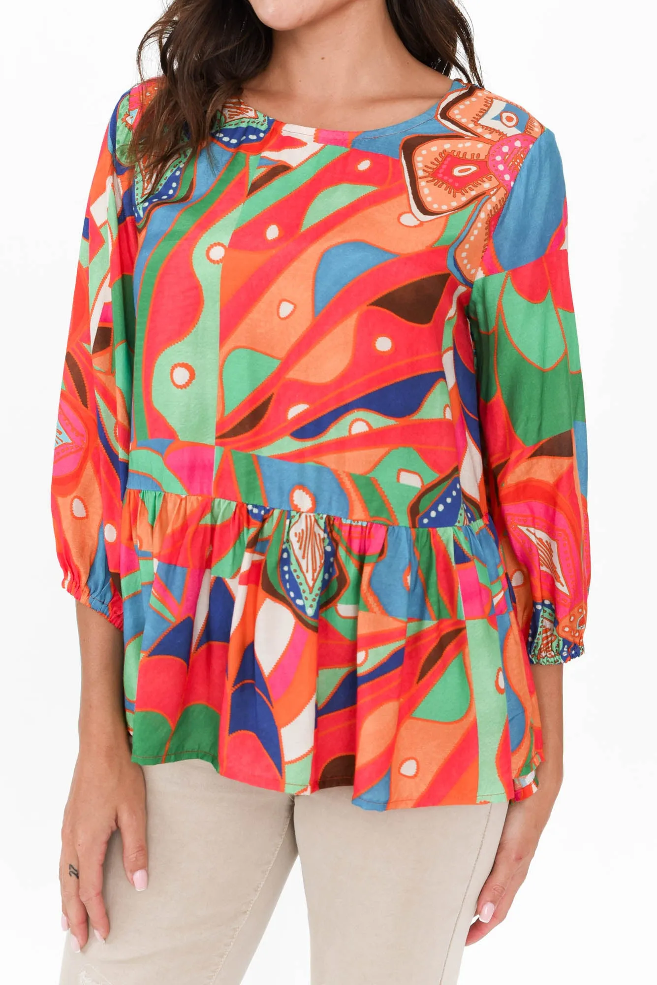 Bramley Orange Aztec Tiered Top sold by Blue Bungalow product image thumbnail 5