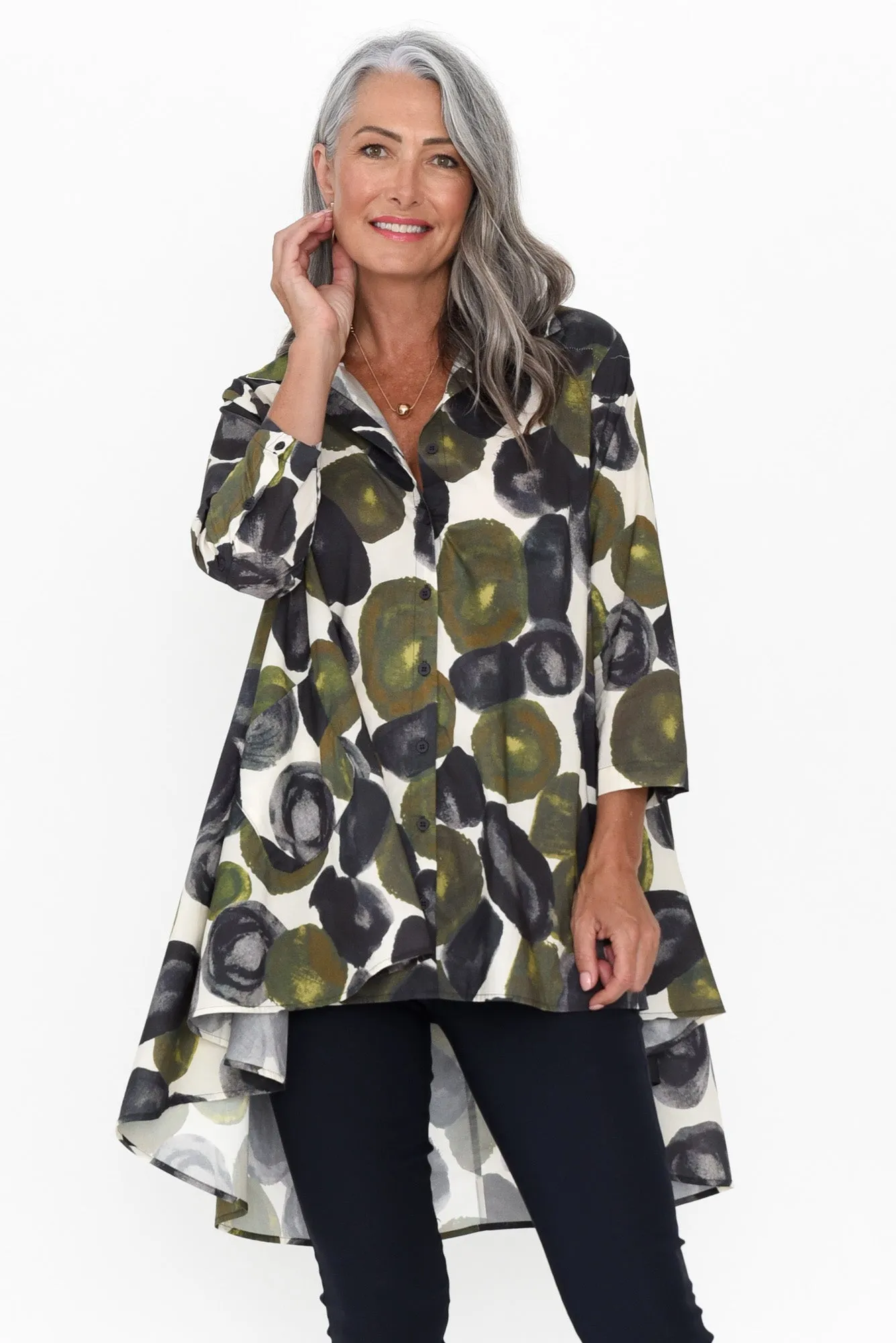 Joli Green Abstract Cotton Tunic sold by Blue Bungalow