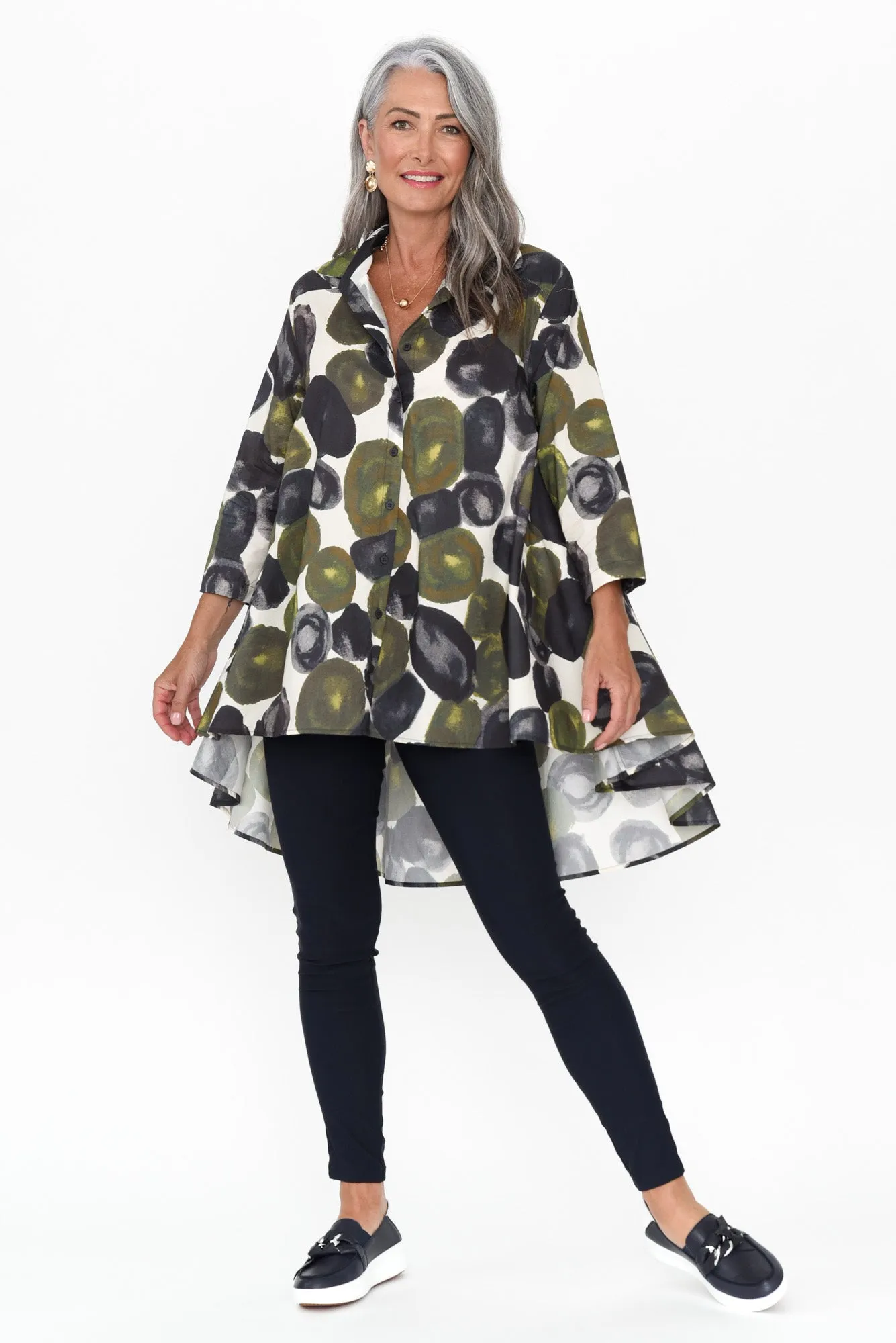 Joli Green Abstract Cotton Tunic sold by Blue Bungalow product image thumbnail 2