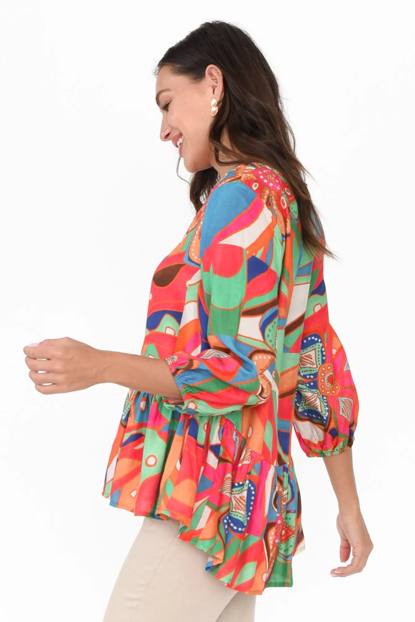 Bramley Orange Aztec Tiered Top sold by Blue Bungalow product image thumbnail 3