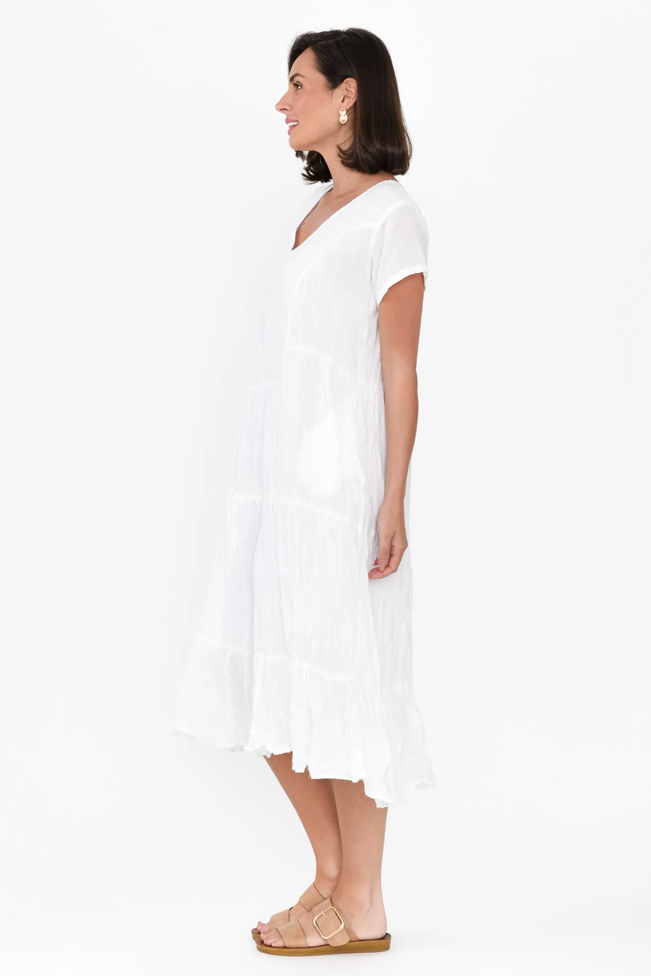 Carmen White Crinkle Cotton Dress sold by Blue Bungalow product image thumbnail 4