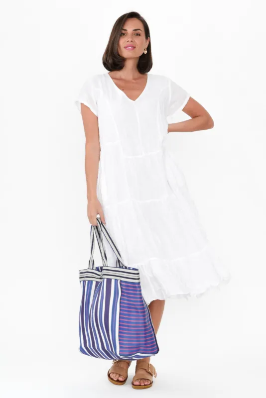 Carmen White Crinkle Cotton Dress sold by Blue Bungalow